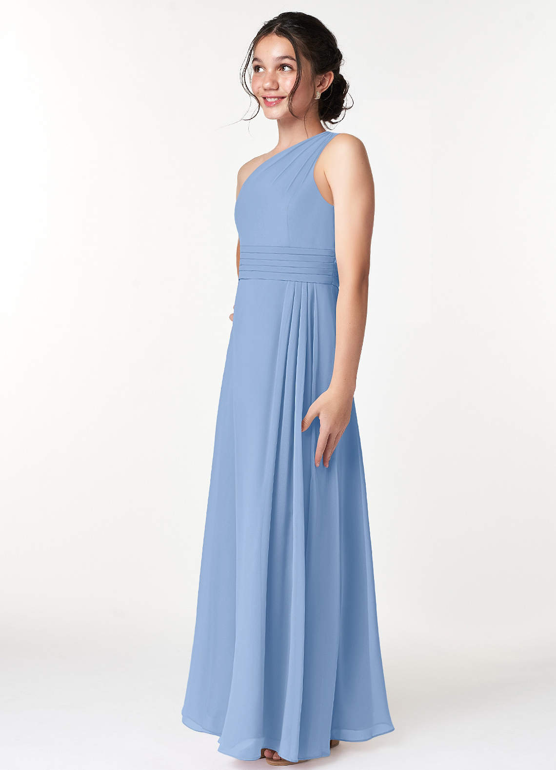 Steel Blue Azazie Cleo JBD Junior Bridesmaid Dresses | Azazie