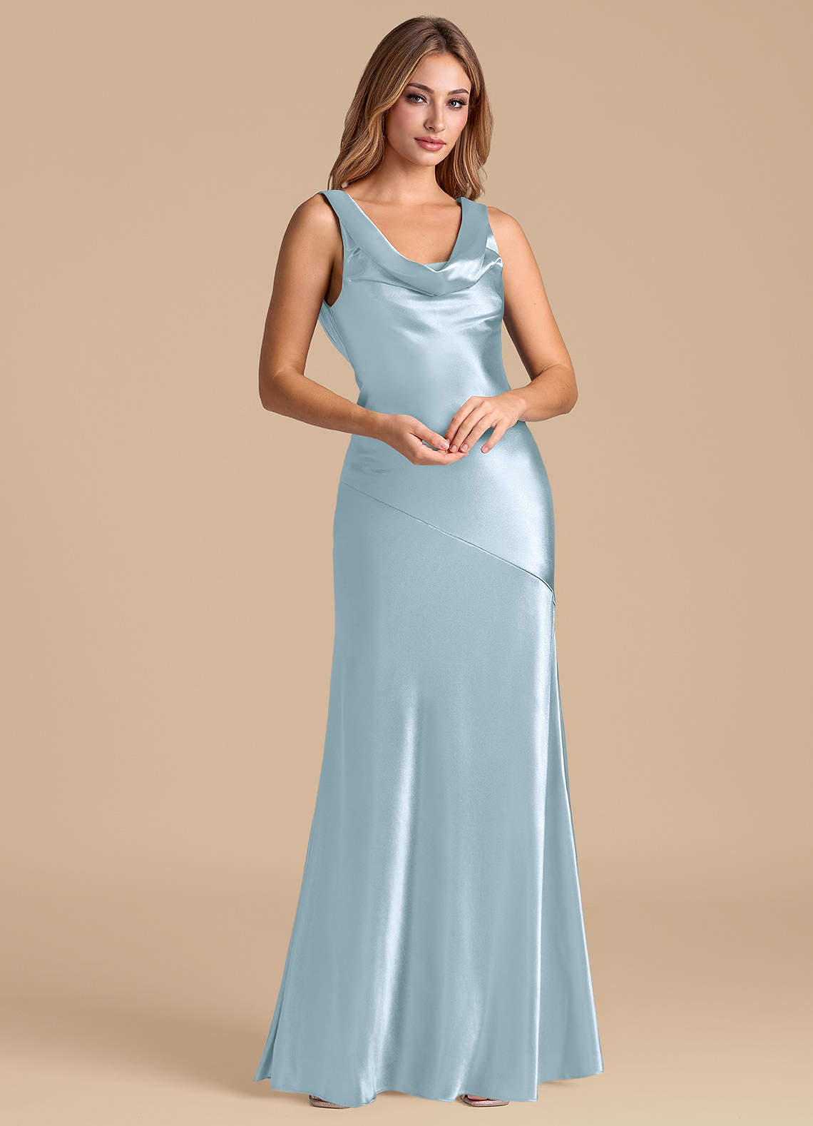 sky blue and silver bridesmaid dresses AW.Bridal Mermaid Halter Neckline Floor Length Sleeveless Crystal Satin Long Bridesmaid Dresses Dress Baby Blue Size 8