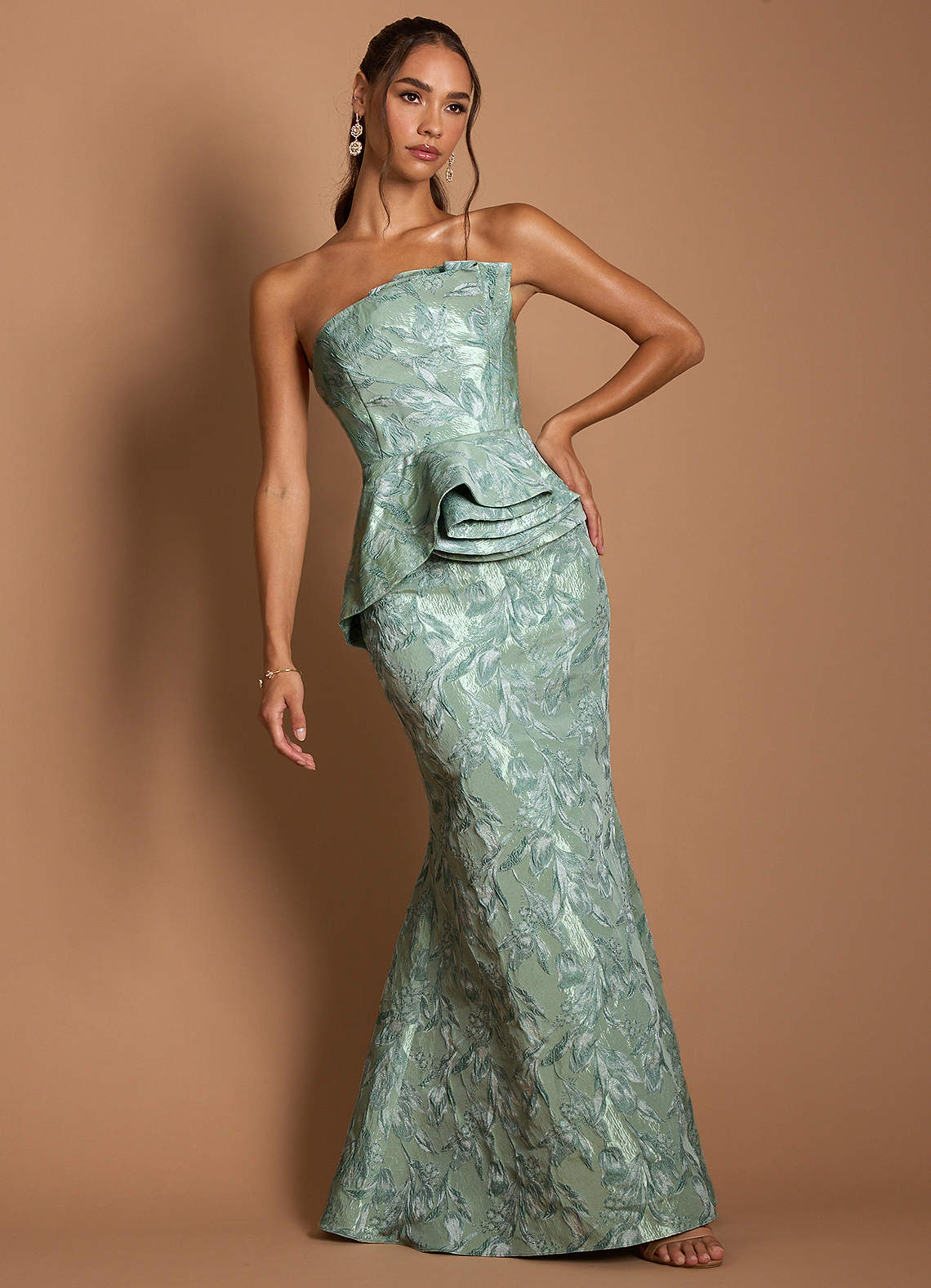 Justine Silver Sage Gown | Azazie