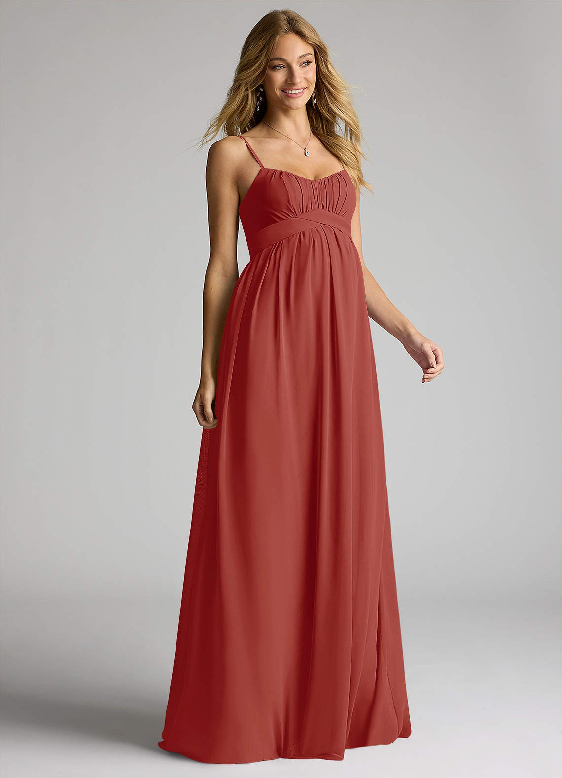 Azazie Llana Maternity Bridesmaid Dresses A-Line Chiffon Floor-Length Dress image1