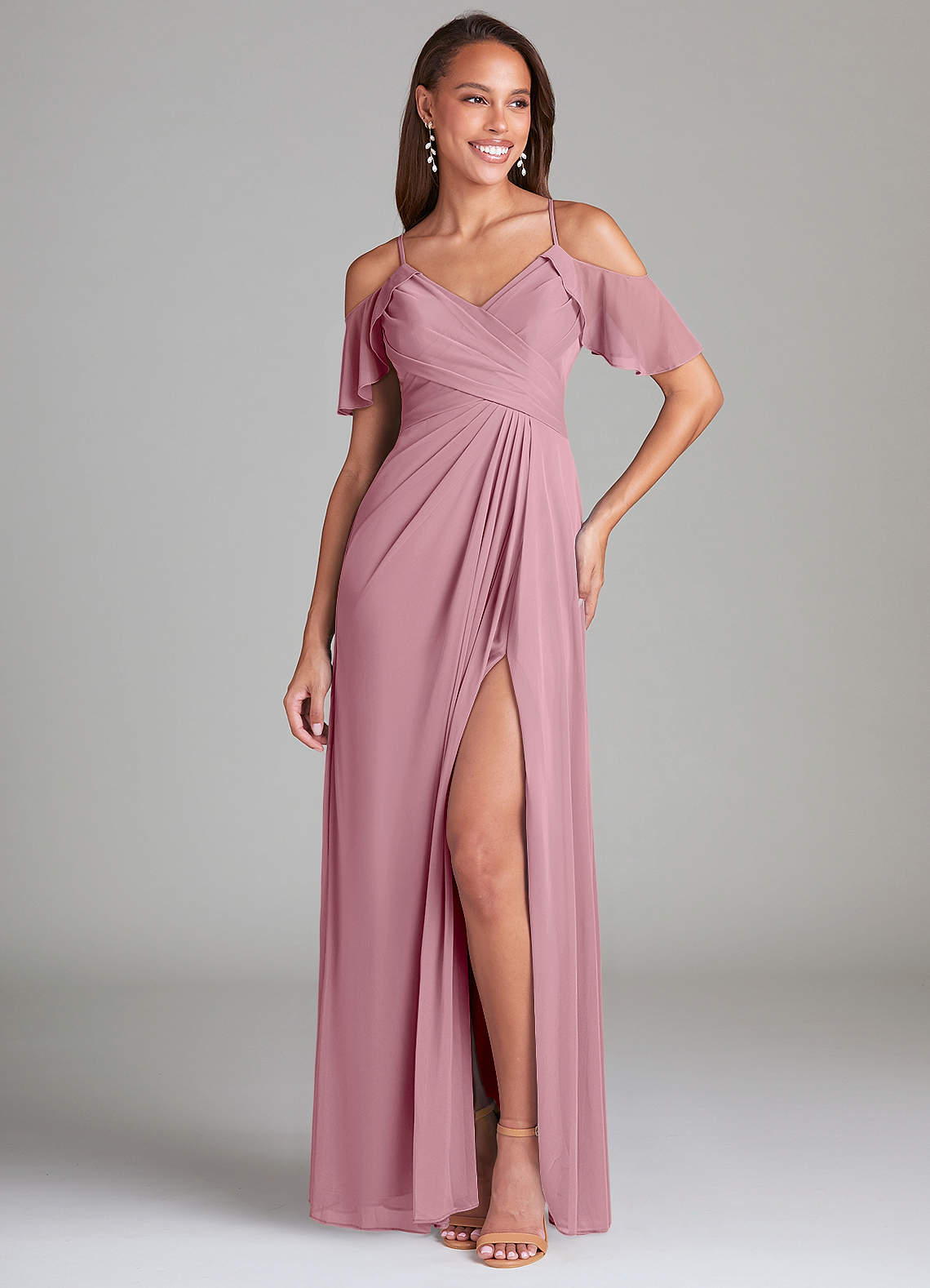 Azazie Dakota Brudtärnklänningar Klänning av A-Line i Maska Av axeln Vintage Mauve image1