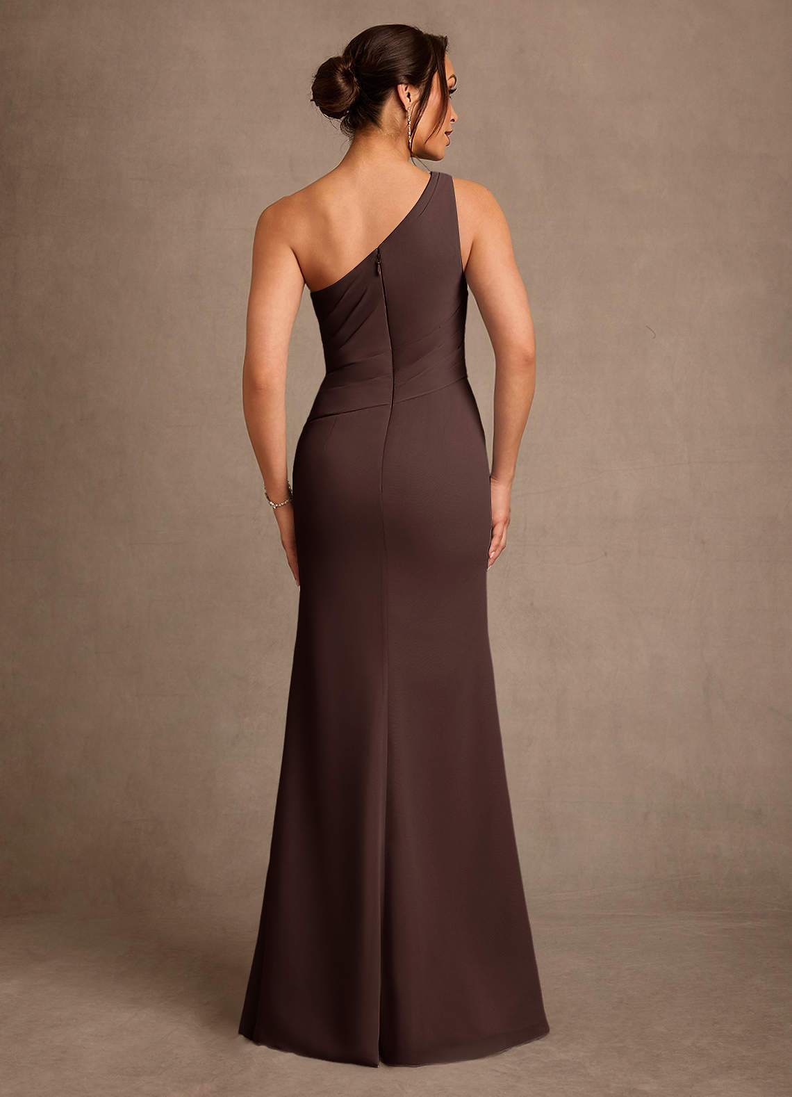 Azazie Floy Mother of the Bride Dresses Ganache Sheath One Shoulder Chiffon Dress image2