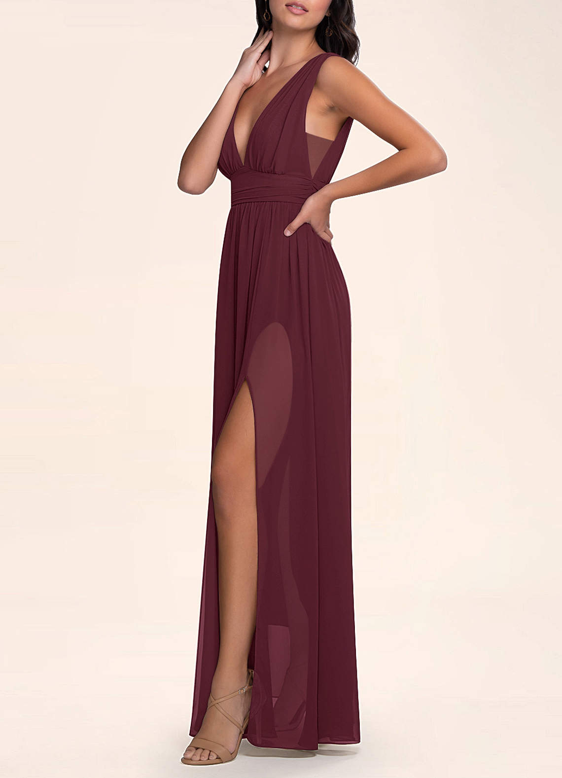 Cabernet Dancing Queen Cabernet Chiffon Maxi Dress Dresses | Azazie
