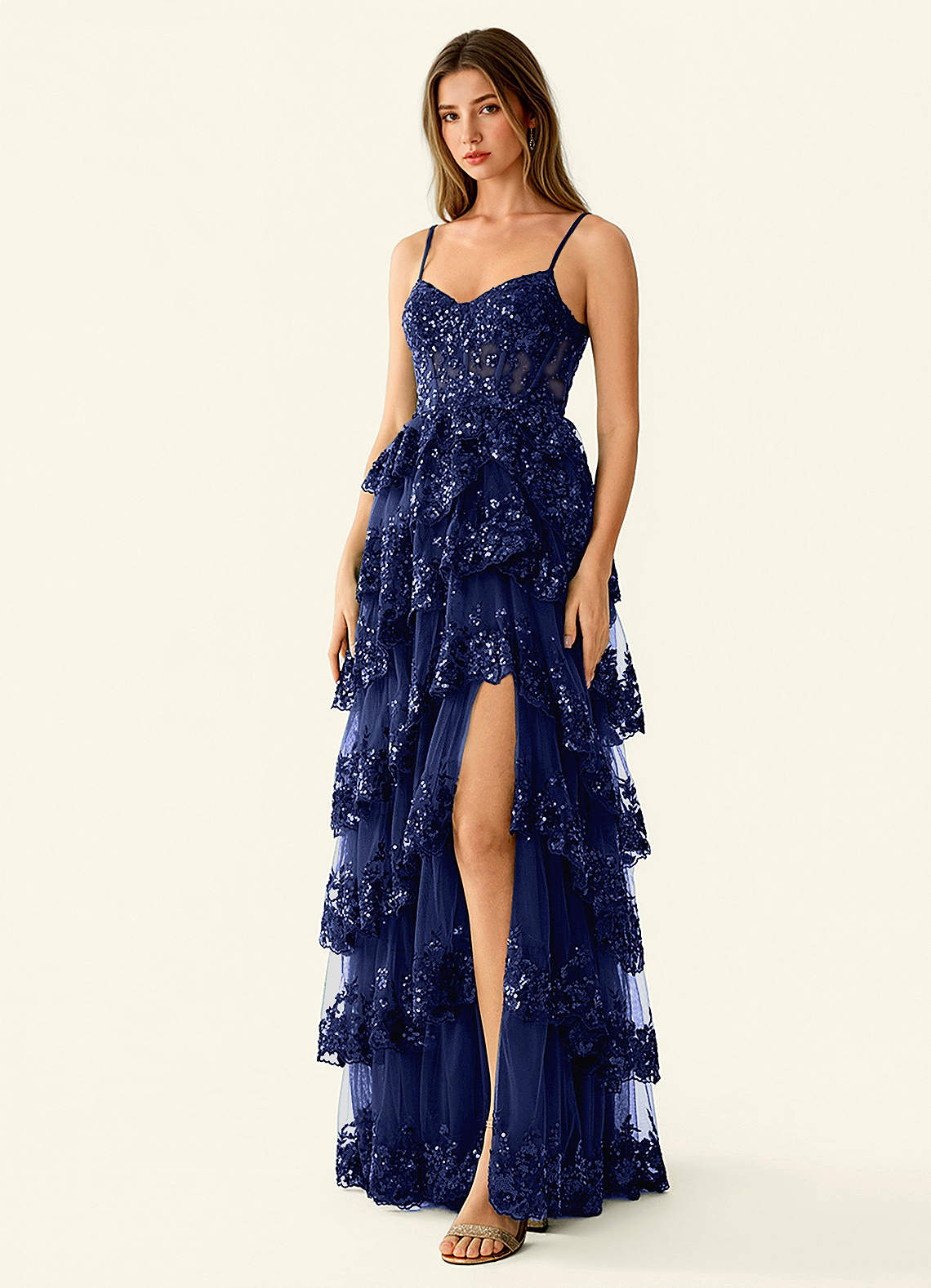 dark blue sparkly dress Eclipse Gown - Royal - V-Neck Sequin bridal shower Sparkle Shine Navy Blue Prom