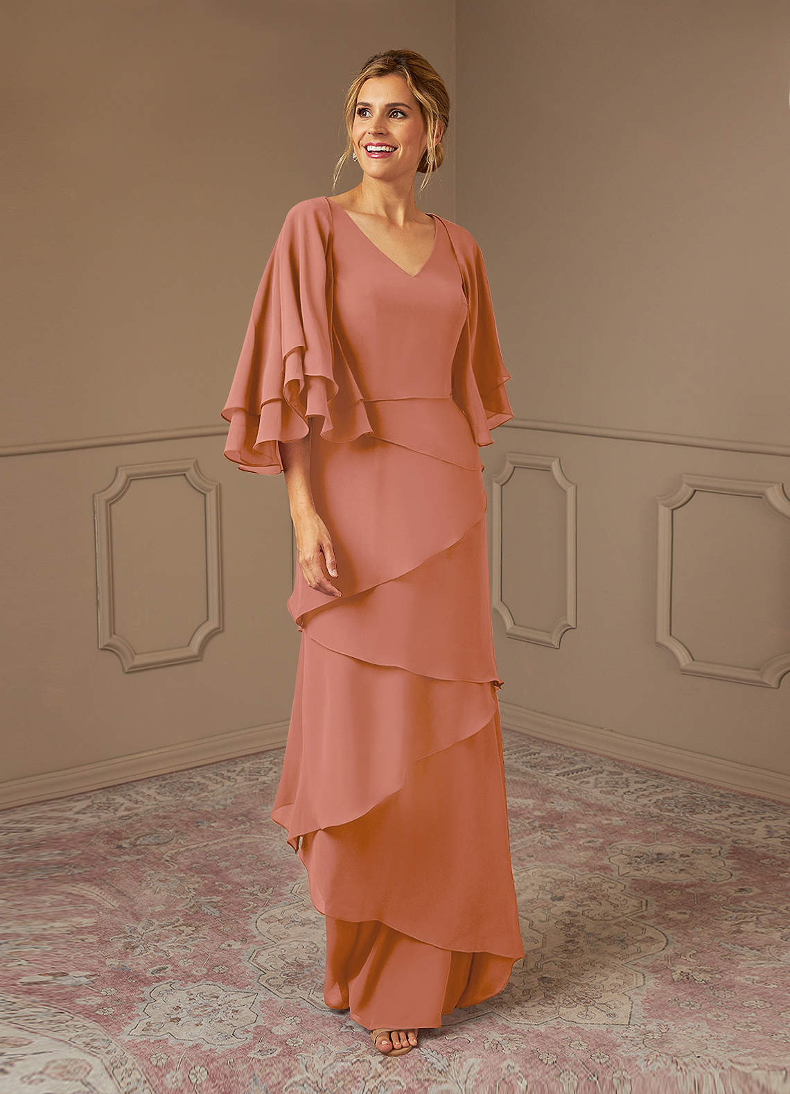 Azazie OHara Mother of the Bride Dresses MAI TAI A-Line V-Neck Chiffon Dress image1