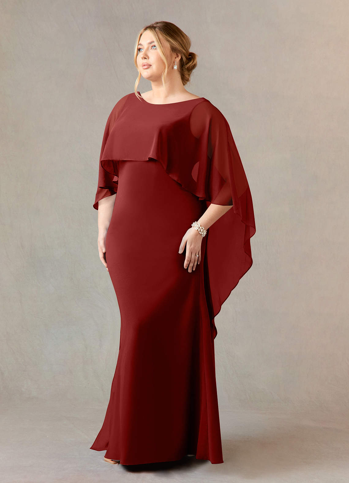 Azazie Dion Mother of the Bride Dresses Terracotta Sheath Scoop Stretch Crepe Dress image9