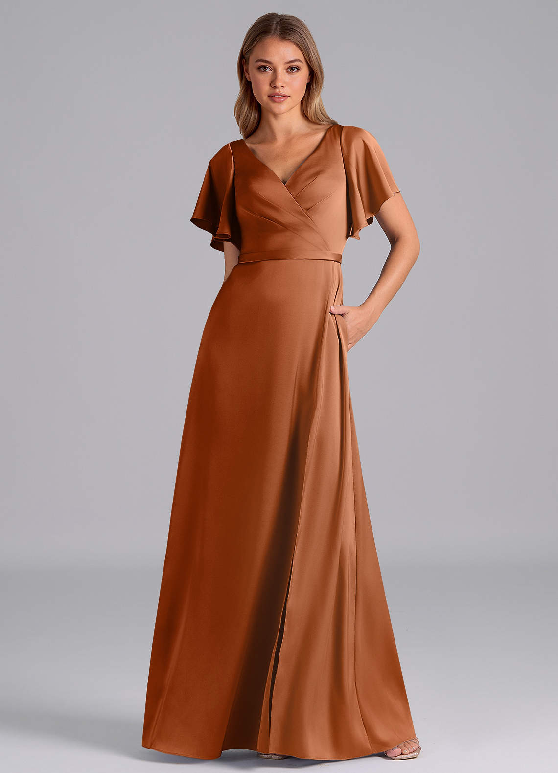 copper satin dress Silky Satin Midi Copper