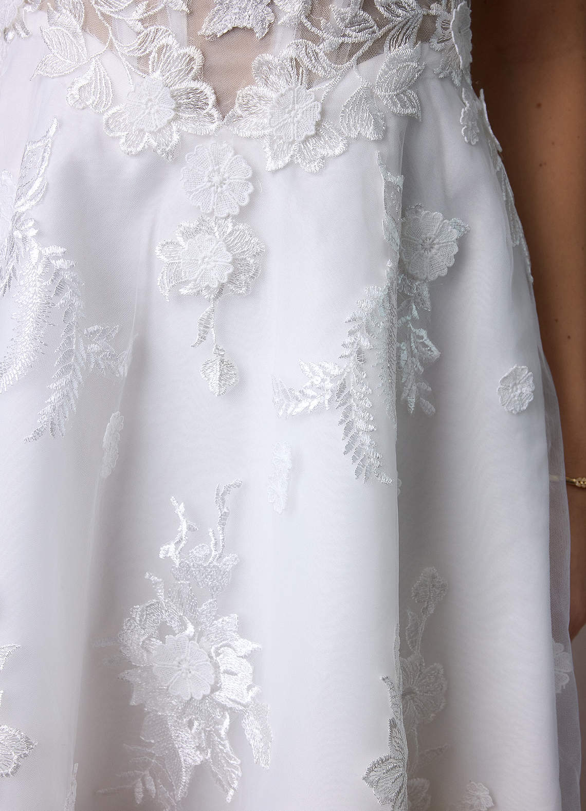 Azazie Darcy Wedding Dresses Diamond White Champagne A-Line Lace Dress image7