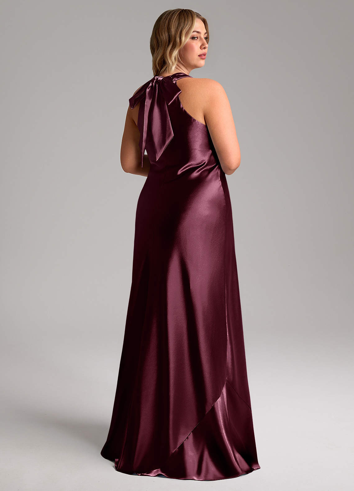 Azazie Plus Size Mermaid Halter Neck Floor-Length Tulle Bridesmaid Dresses - Cabernet Azazie Plus Size Mermaid Halter Neck Floor-Length Tulle Bridesmaid Dresses - Cabernet