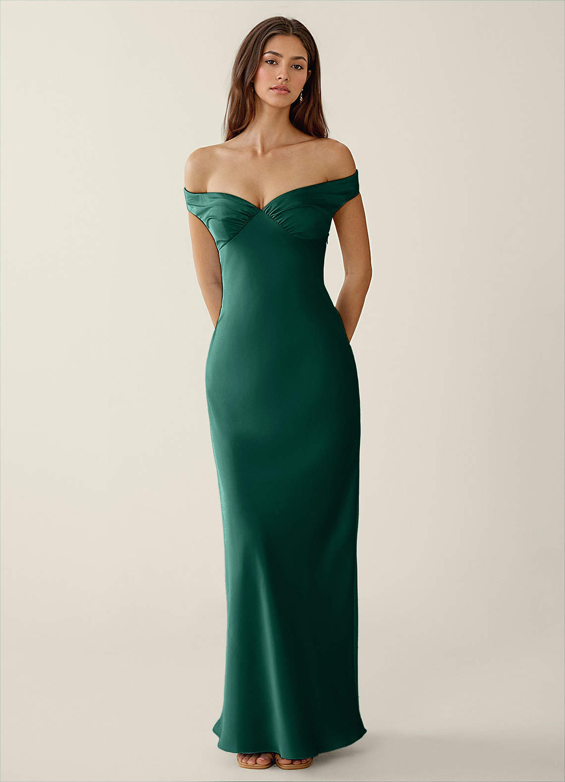 emerald green long dress satin Popular Emerald Green Satin Spaghetti Straps Long Evening Prom Dresses,  Side Slit Prom Dress, MR9090 main image 0