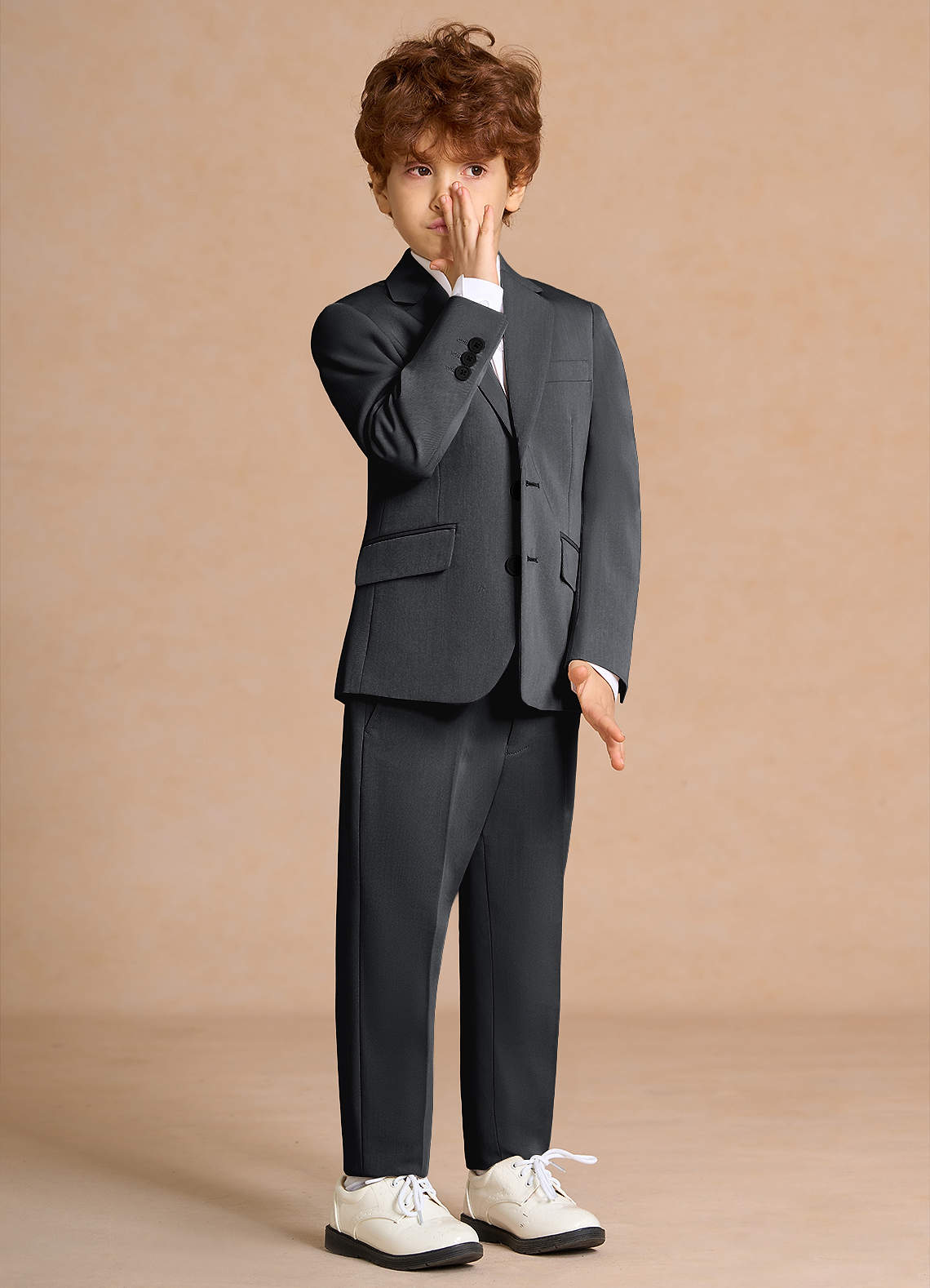 front Oliver Charcoal Boys 2-Piece Suit