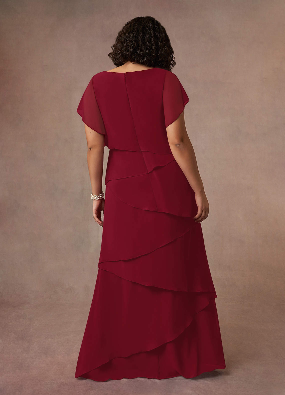 Azazie OHara Vestidos para mãe da noiva Vestido Borgonha de Chiffon de Linha A image13