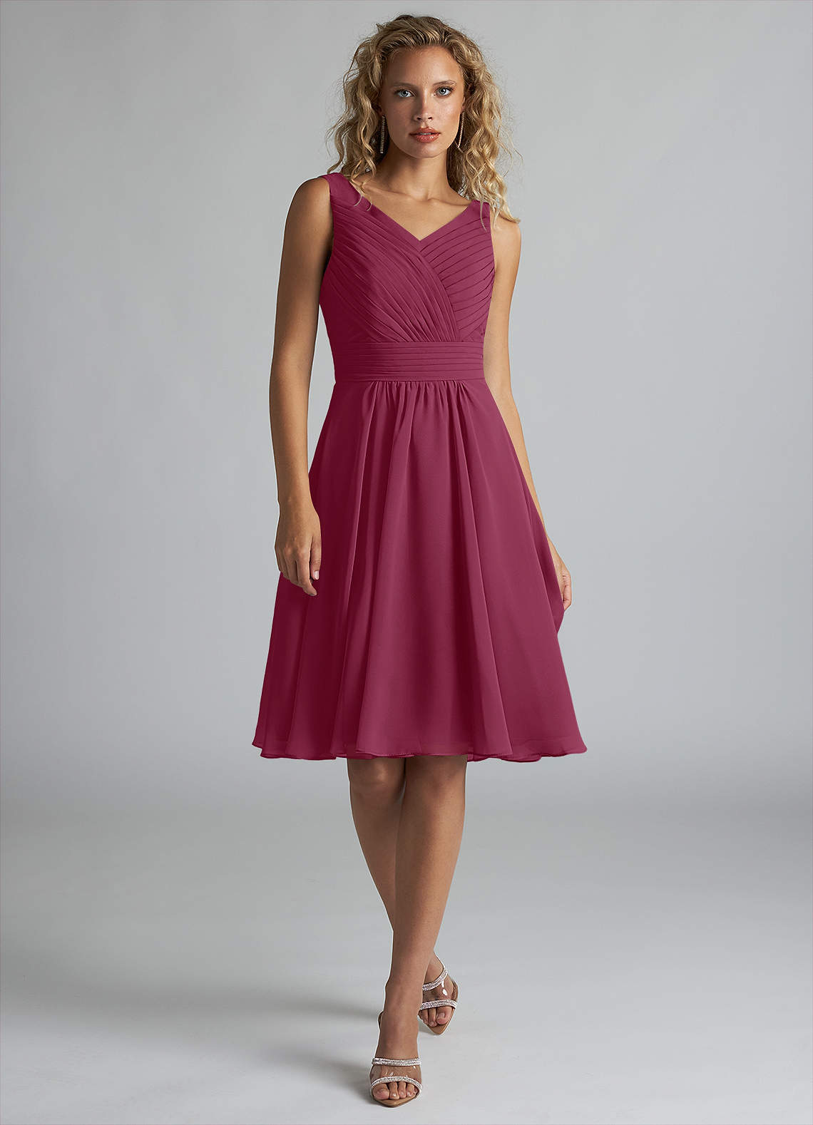 Azazie Grace Bridesmaid Dresses Mulberry A-Line Pleated Chiffon Dress image1