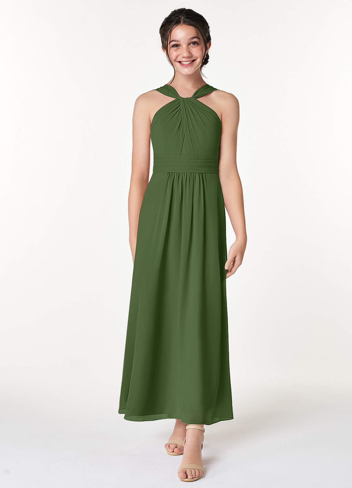 Olive Green Formal Dress for Juniors