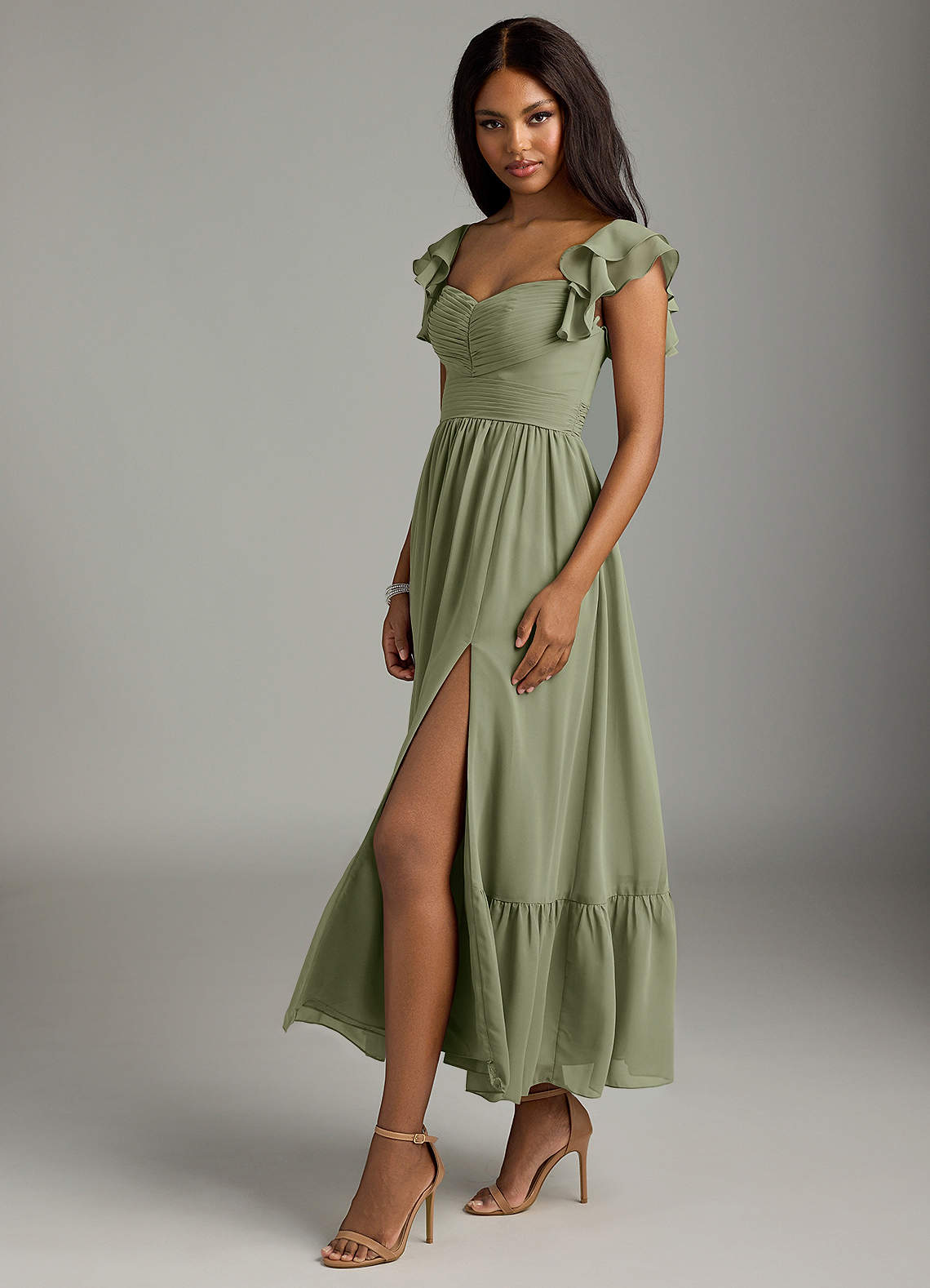 Azazie Anaya Bridesmaid Dresses Pistachio A-Line Sweetheart Neckline Chiffon Dress image3