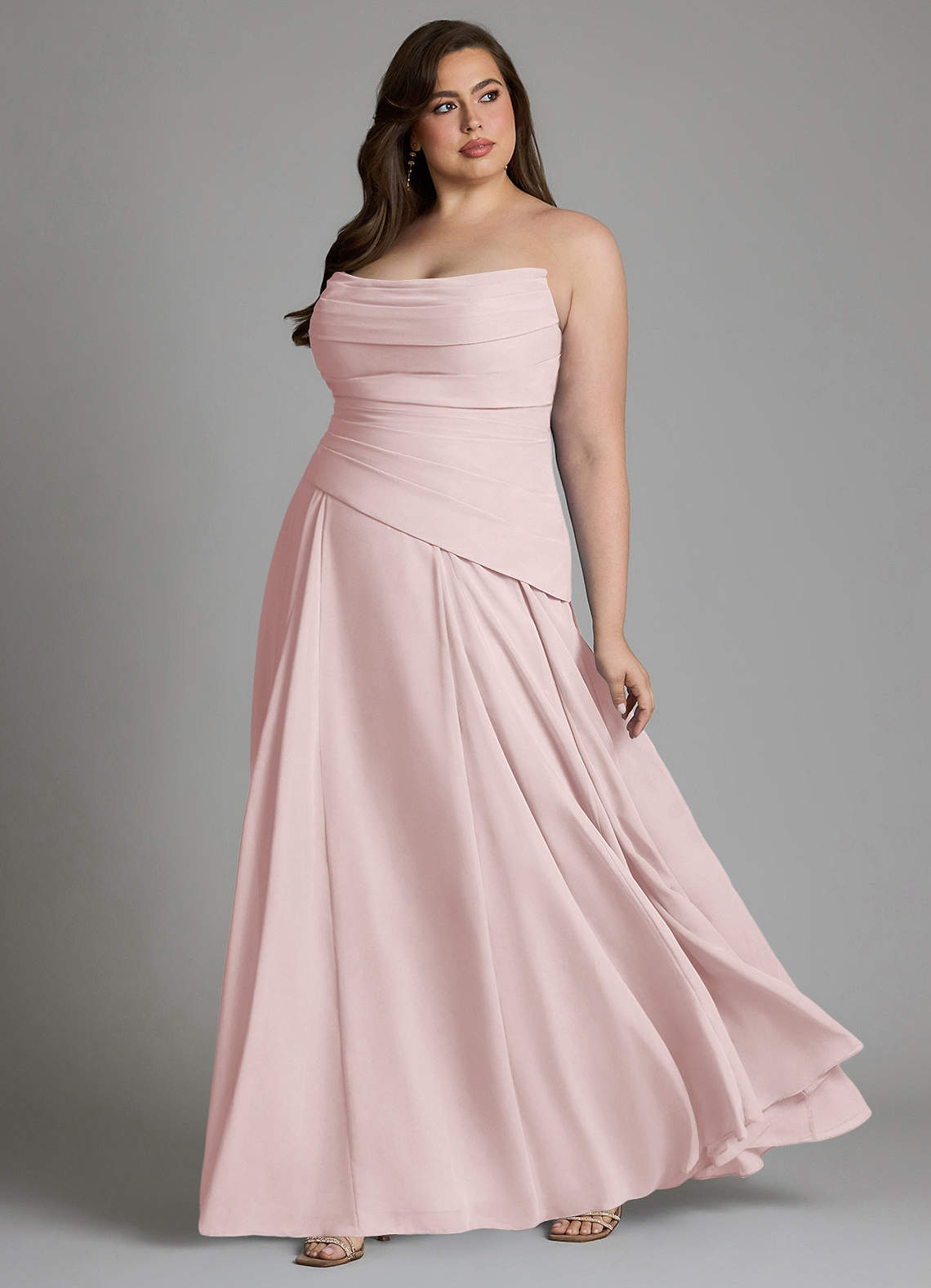 Azazie Gabriela Bridesmaid Dresses Blushing Pink A-Line Corset Chiffon Dress image16