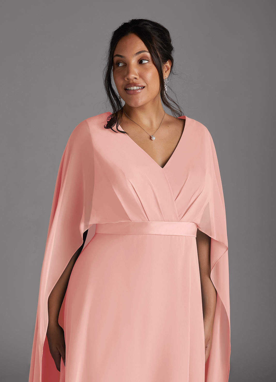 Azazie Isa Rosette A-Line V-Neck Pleated Chiffon Dress | Azazie