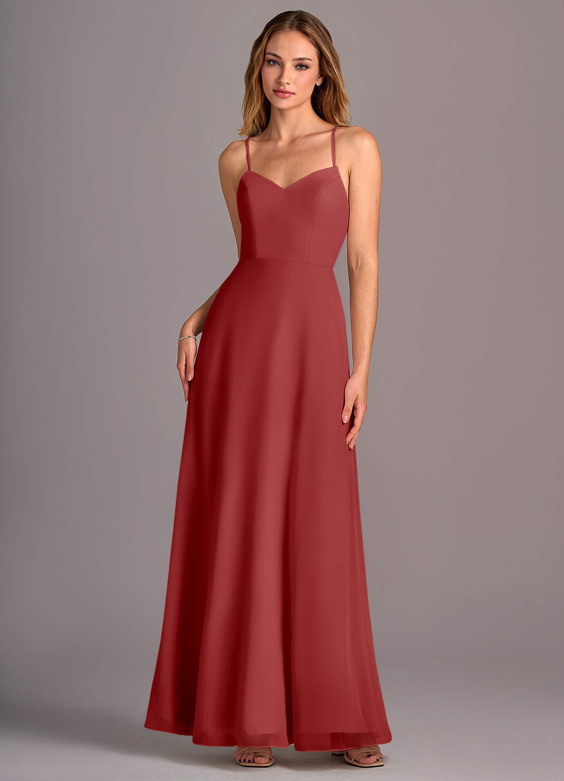 Azazie Mei Bridesmaid Dresses Rust A-Line Chiffon Dress image1