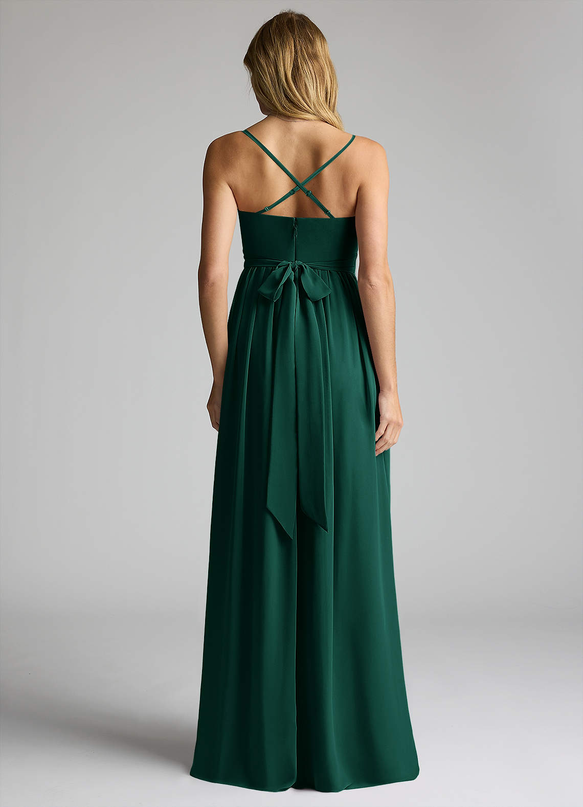 Azazie Llana Brudepigekjoler til gravide A-Line Chiffon Gulv-længde Kjole image3