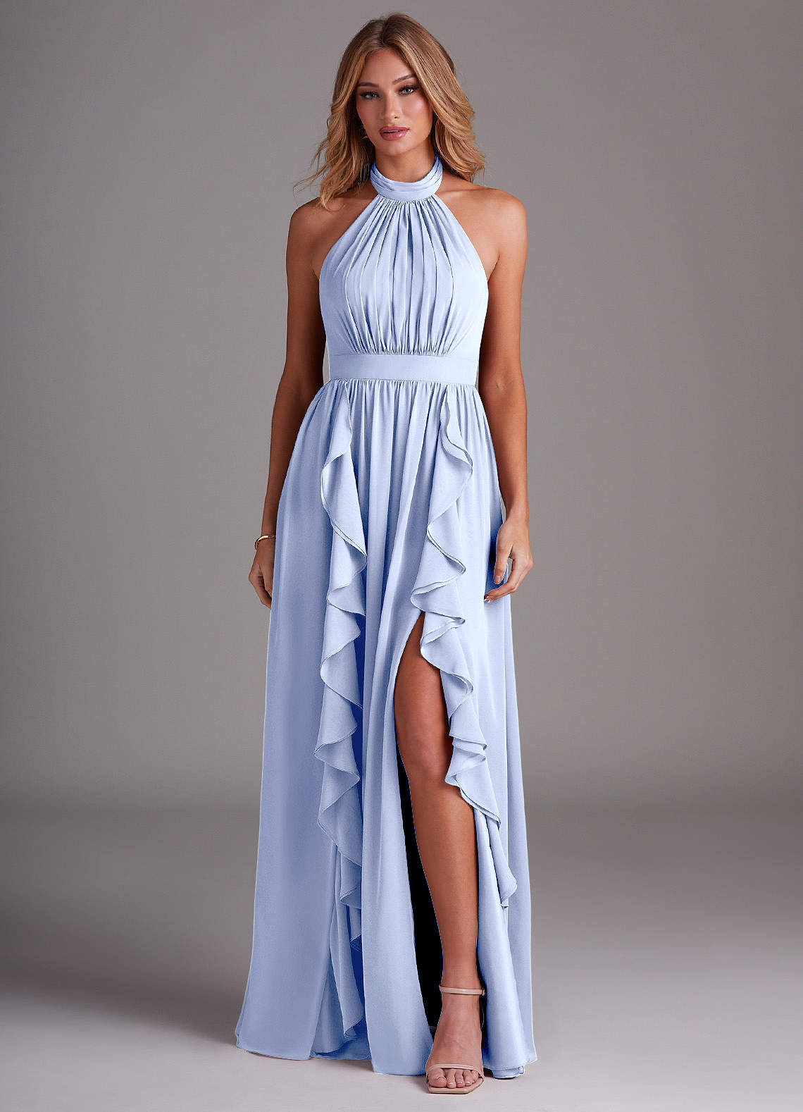 ice grey bridesmaid dresses RARE London Women's RARE London Women's Grey One Shoulder Asymmetric Midi Dress 6 main image 1