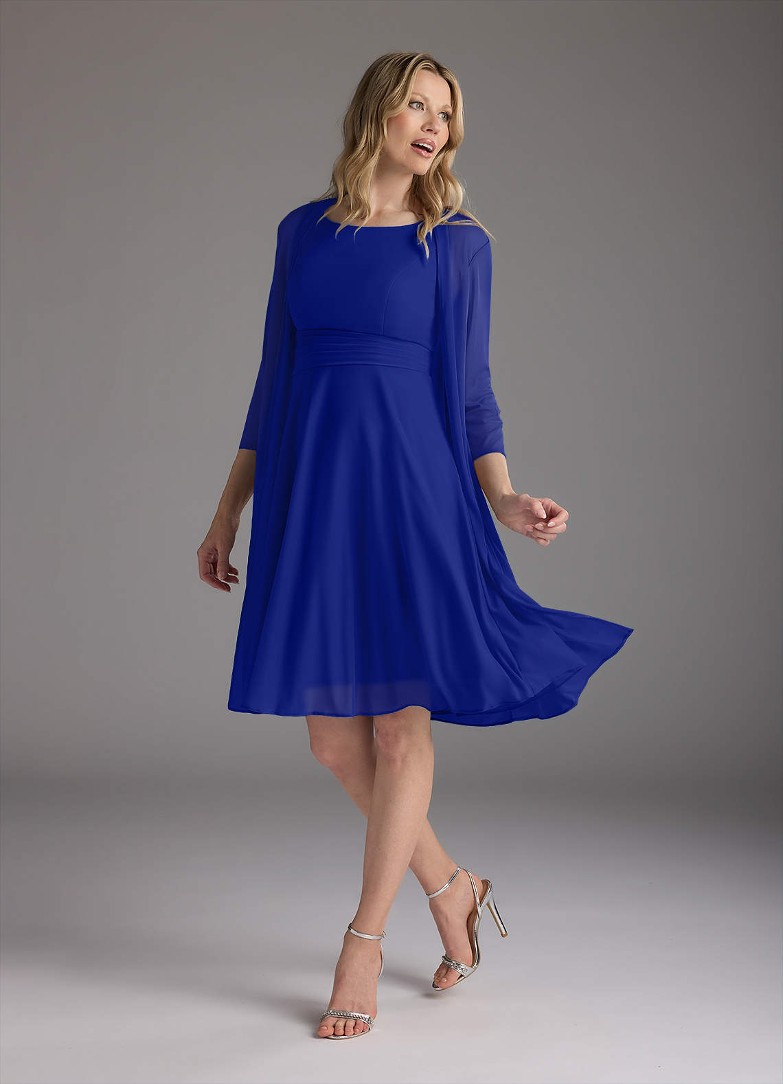 Azazie Sunny Mother of the Bride Dresses Royal Blue A-Line Pleated Mesh Dress image1