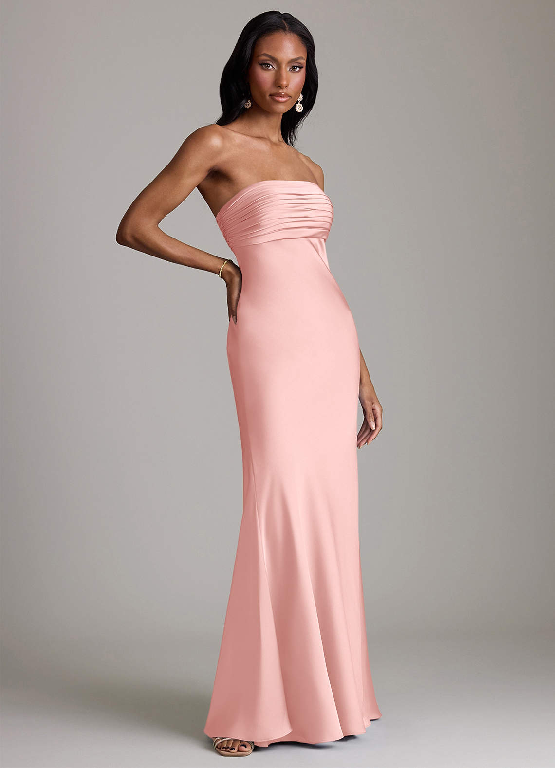 Azazie Saylor Kjoler til hjemmeprøvning Havfrue Stropløs Stræk satin Gulv-længde Kjole image3