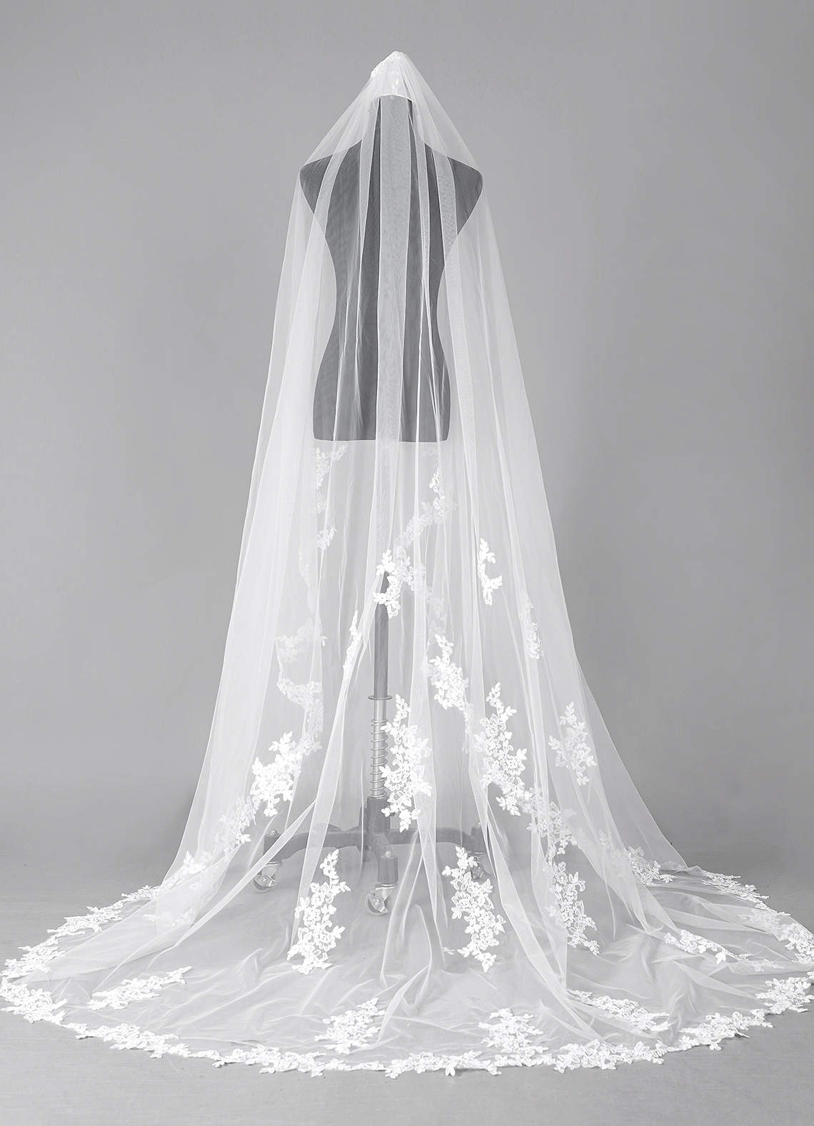 front Diamond and Lace Chapel Veil