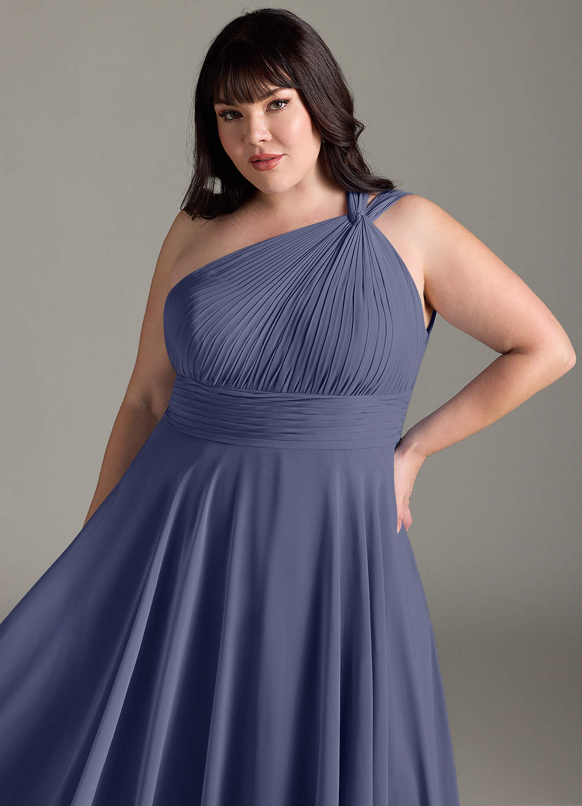 Azazie Charlize Bridesmaid Dresses Stormy A-Line One Shoulder Chiffon Dress image11