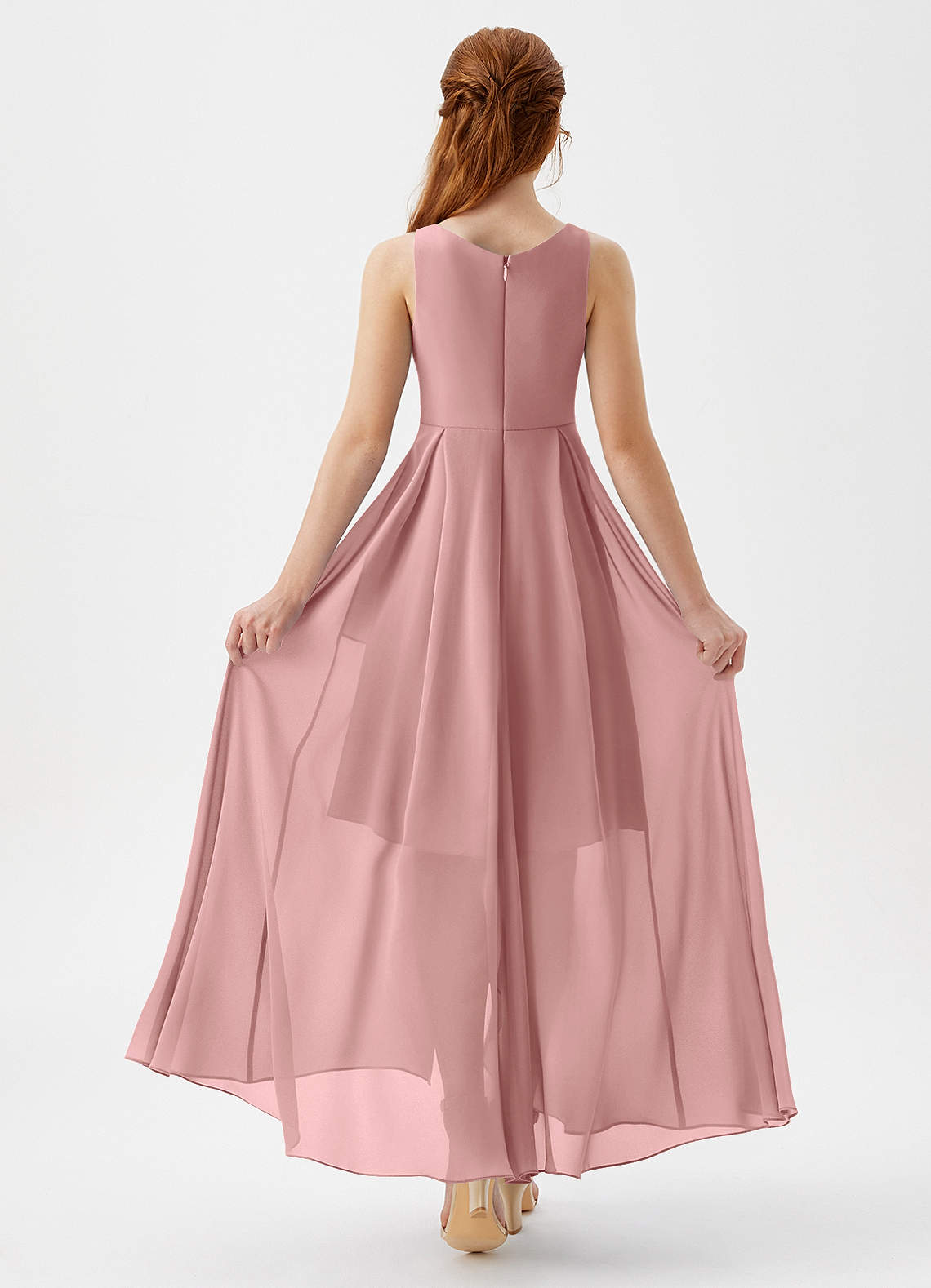 Azazie Lizette Junior Jurk van Chiffon met A-Lijn Geplooid Stoffige Roos image4