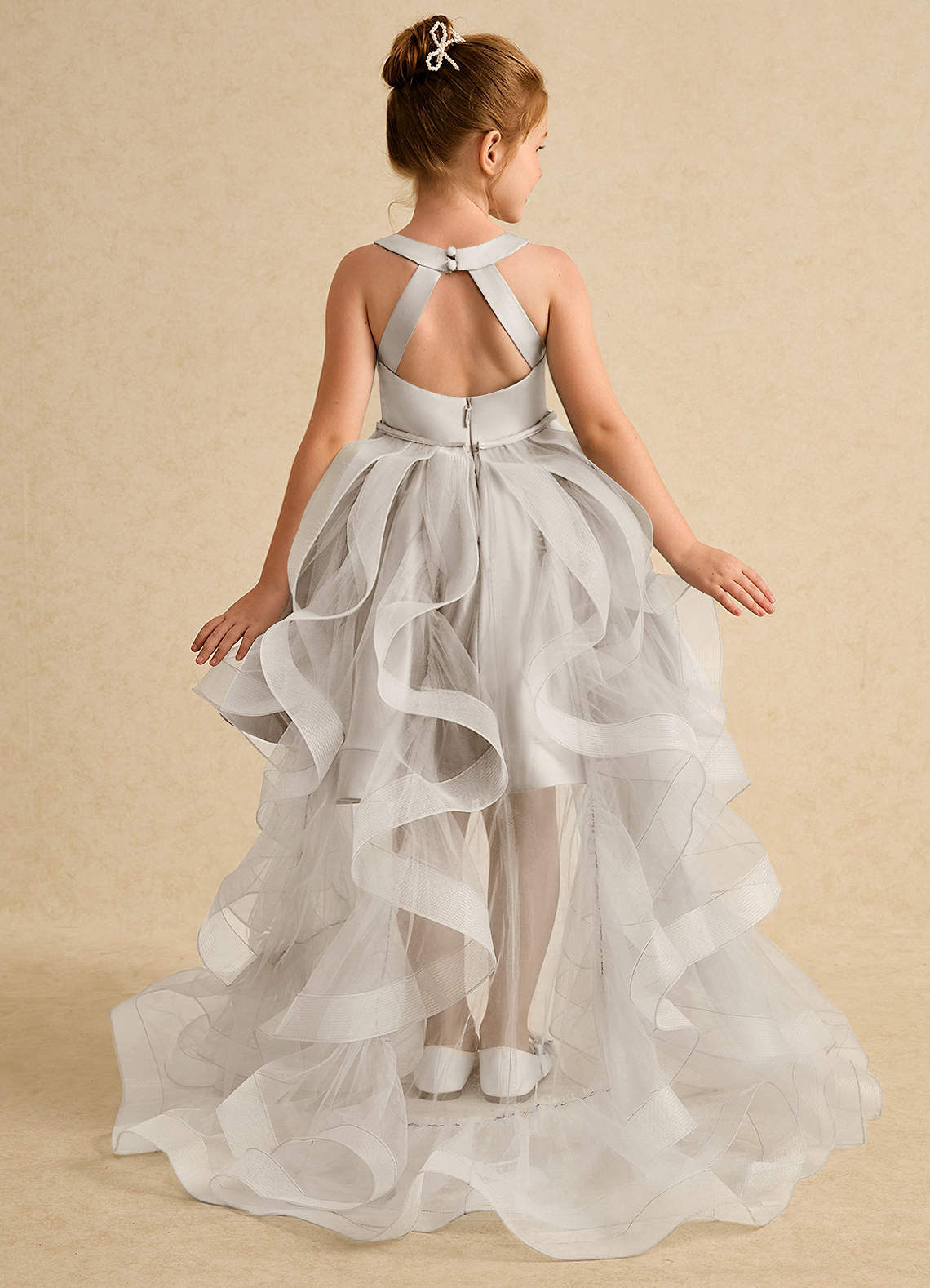Azazie Julietta Abiti da Ragazza di Fiori Abito Principessa in Tulle Convertibile Gelo image1
