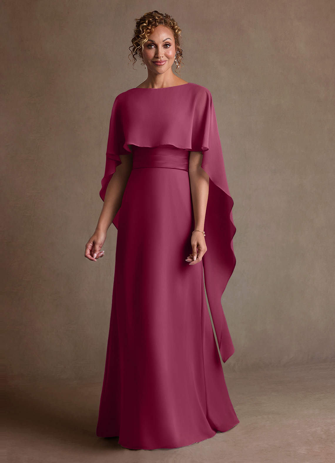 Azazie Marilla Mère de la mariée Robes Robe Trapèze en Mousseline de soie Plissée Mûre image3