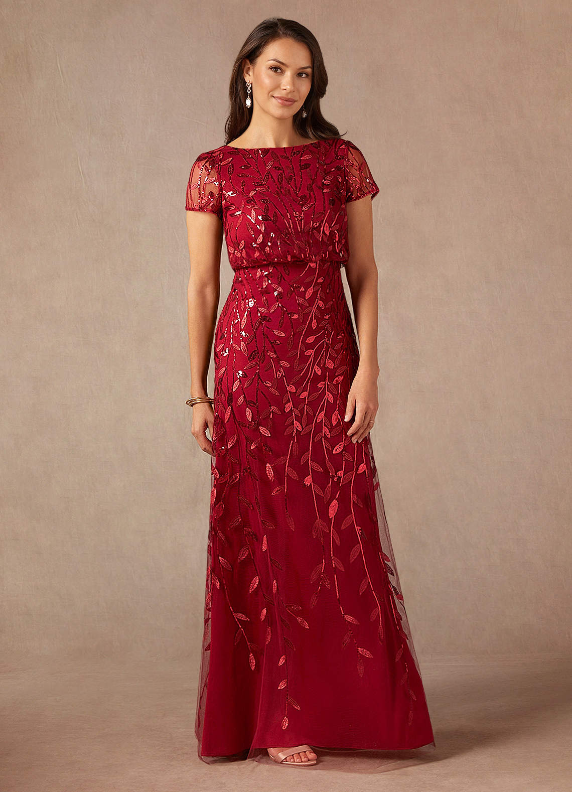 Azazie Lehi vestidos de madre de la novia Vestido de Borgoña de Lentejuelas de Corte En A image2
