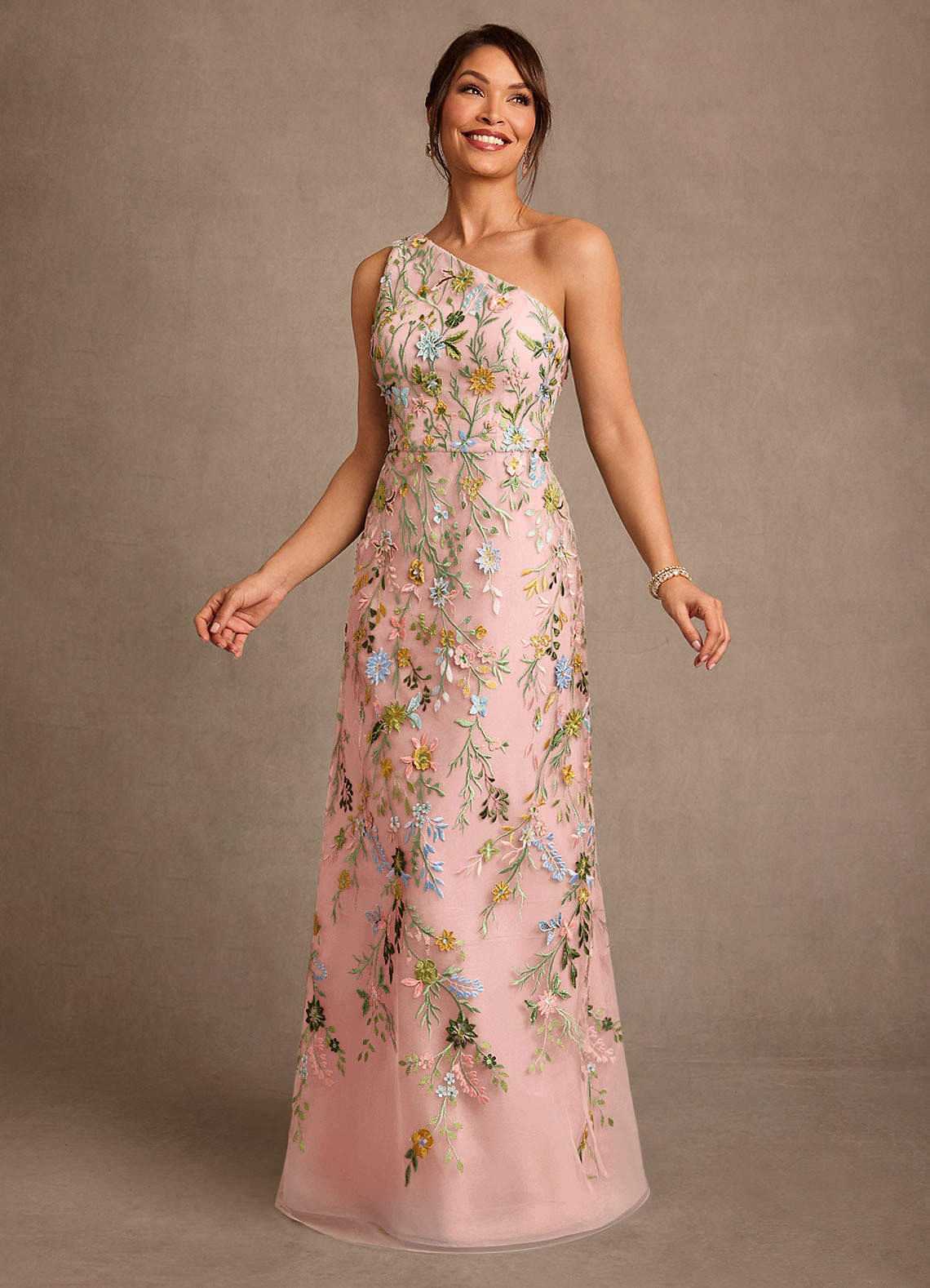 ROBE de FLEURS ピンク Aラインドレス Azazie Bertie Rosette A-Line Lace Dress | Azazie