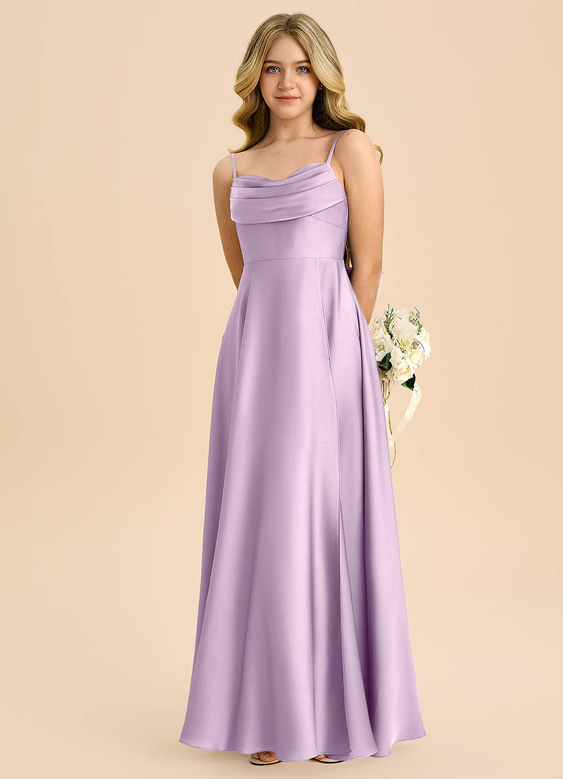 Azazie Bear Junior Ganache A-Line Sweetheart Neckline Stretch Satin Dress image5