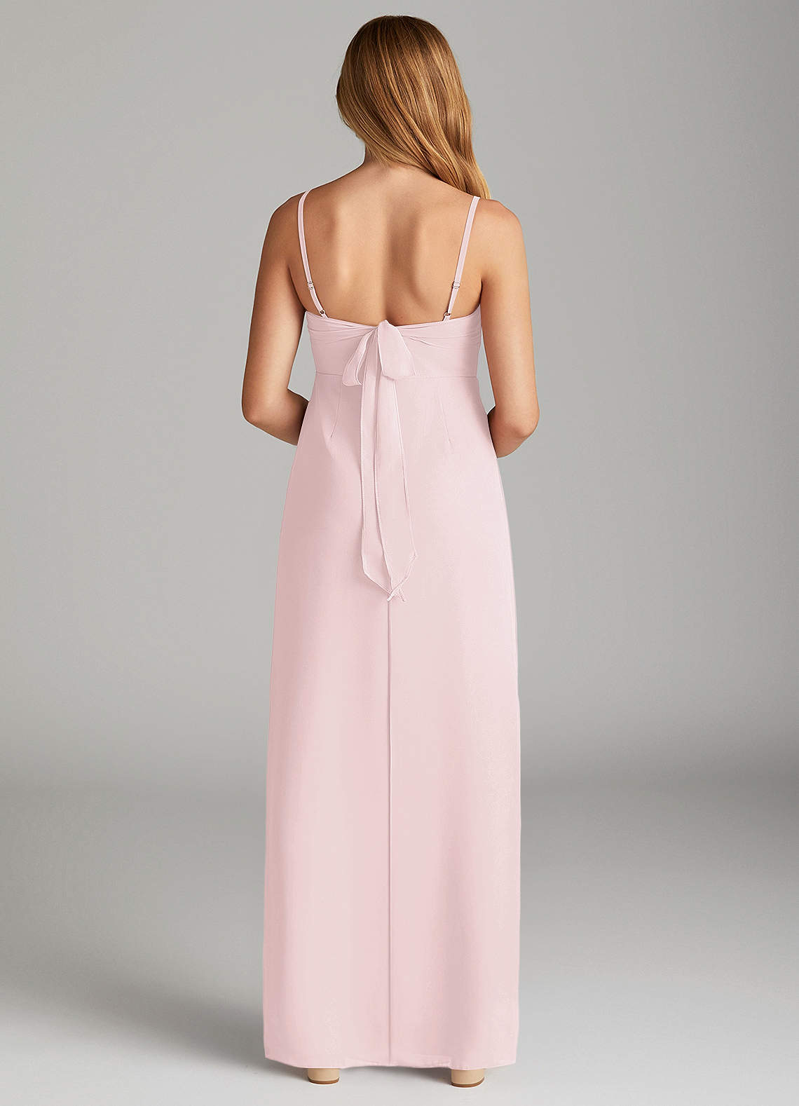 Azazie Mai Junior Blushing Pink Sheath Pleated Chiffon Dress image1
