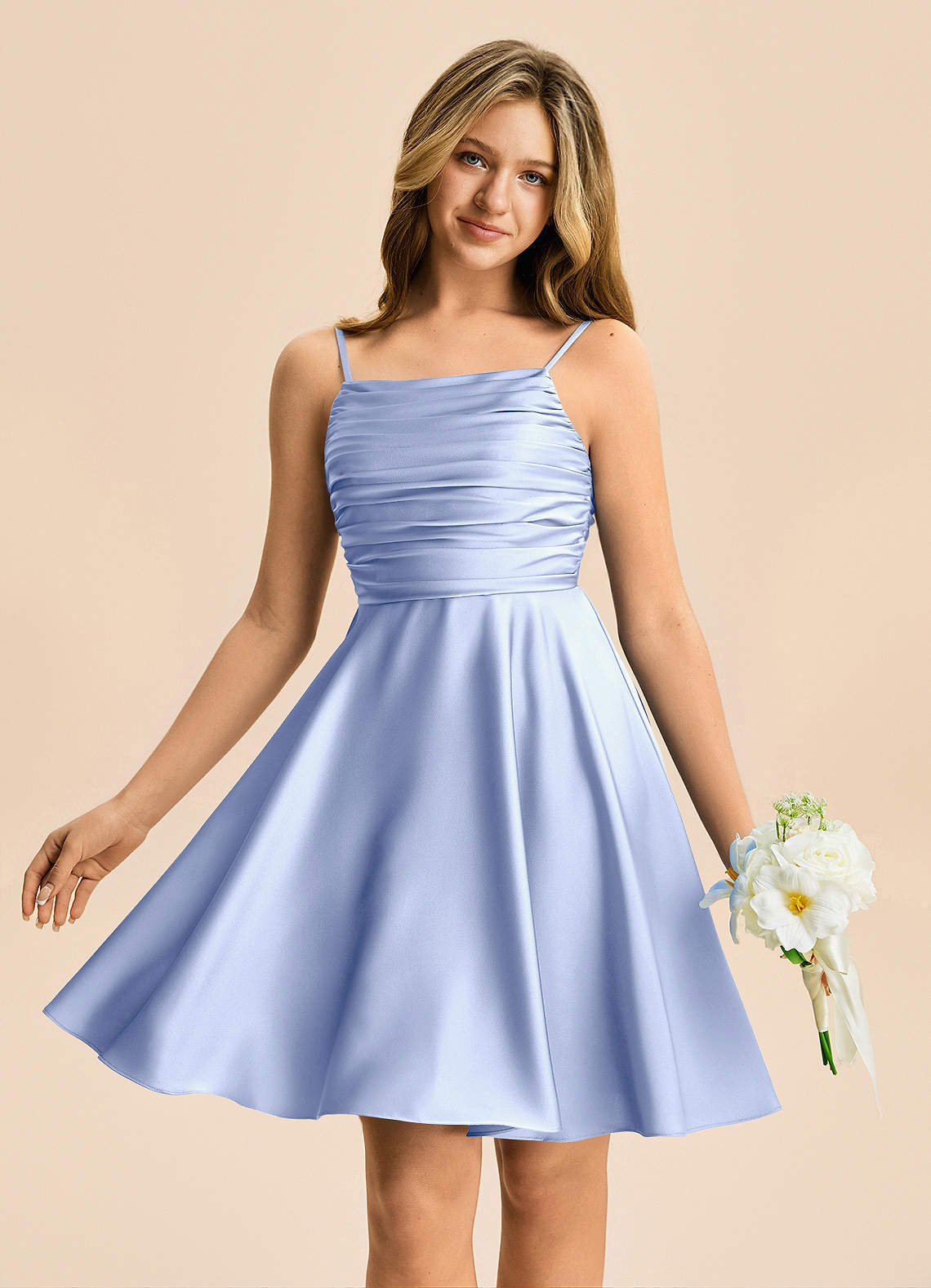 Azazie Miko Junior Bridesmaid Dress in Ice