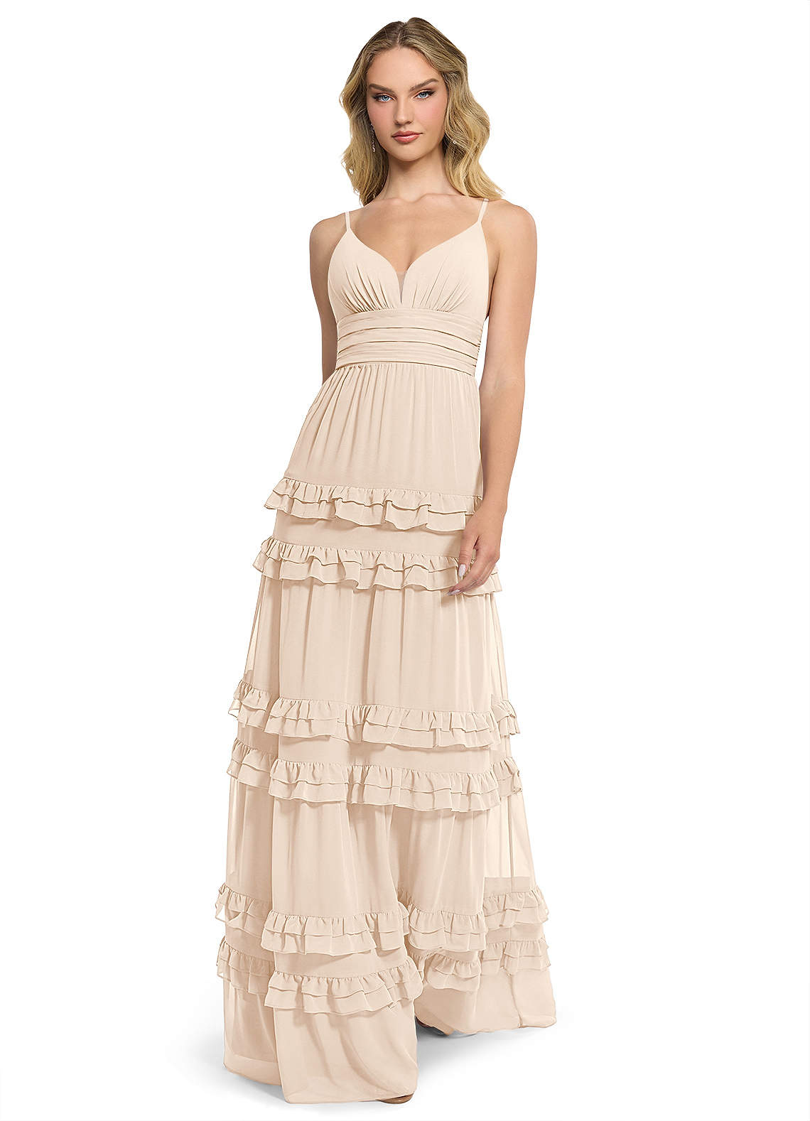Azazie Rachel Bridesmaid Dresses White Alabaster A-Line Chiffon Dress image1
