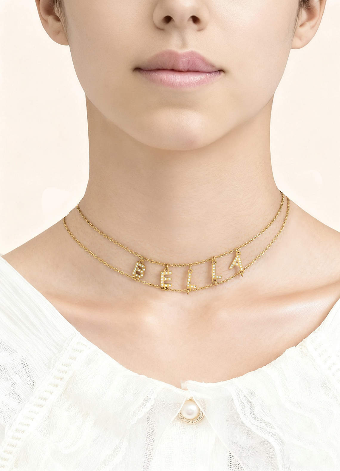 front Custom Name Choker Necklace