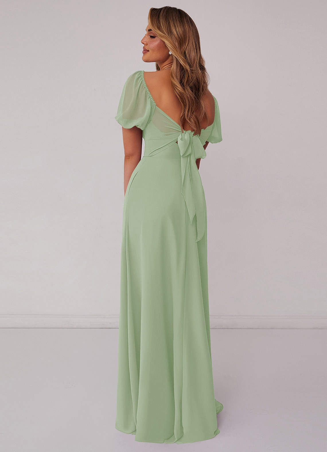Barbie ♥ Azazie Bridesmaid Dresses Chiffon A-line Dress with Puff Sleeves image2