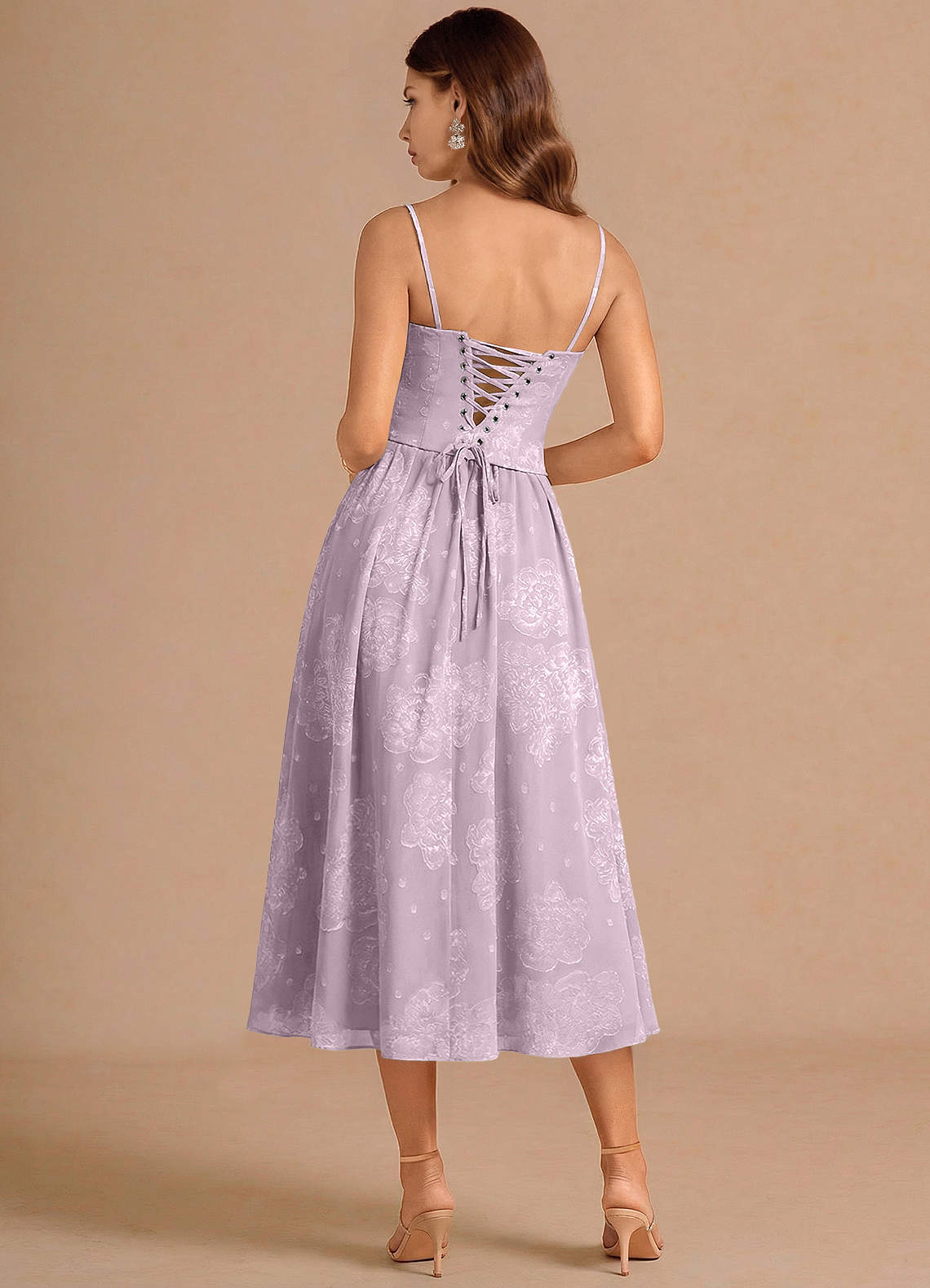 Isaura Frosted Lilac Midi Dress | Azazie CA
