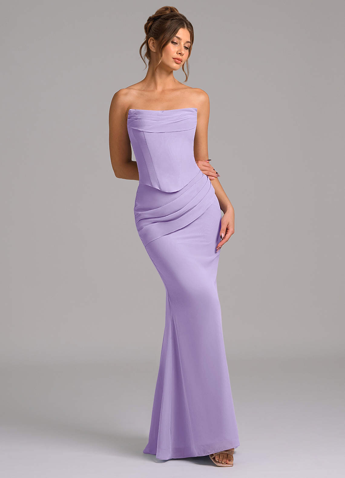 Azazie Mermaid Cowl Floor-Length Chiffon Bridesmaid Dresses - Lilac