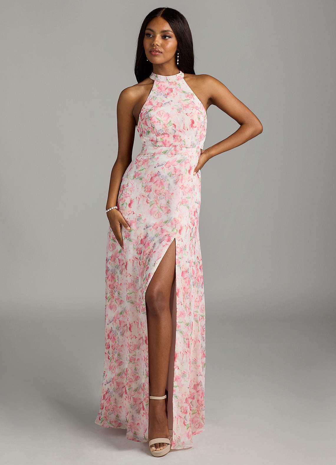 Acka all sheer flower dress（beige） Alizée yellow floral-print sleeveless maxi dress