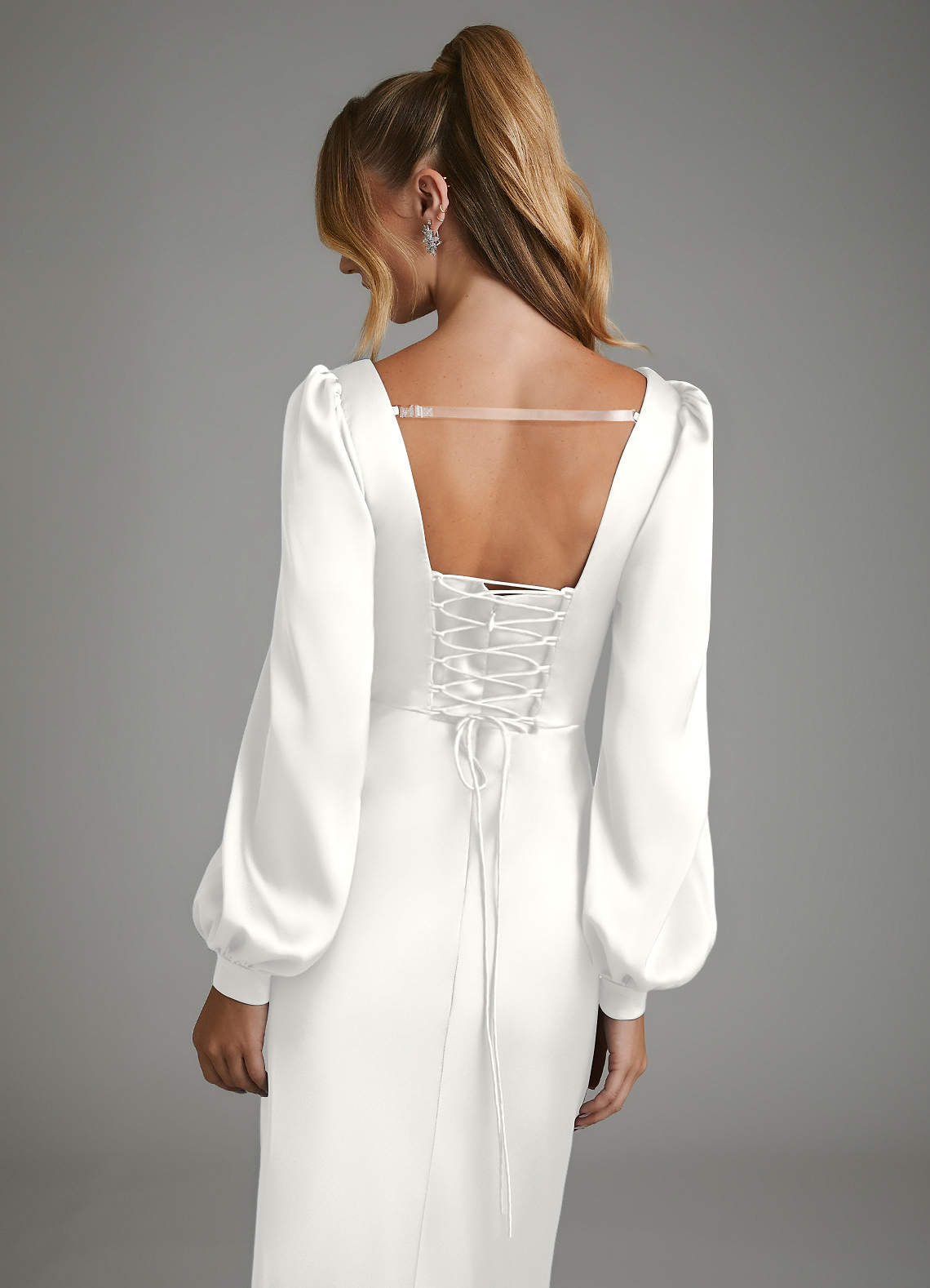 Azazie Brianna Bridesmaid Dresses White Mermaid Corset Stretch Satin Dress image1
