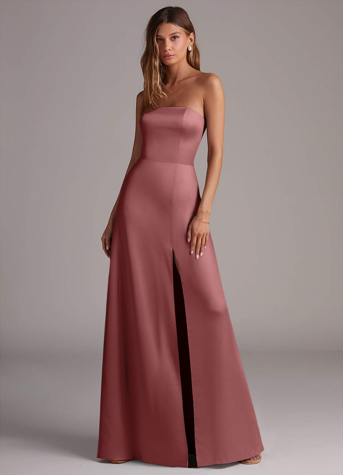 Azazie Wren Bridesmaid Dresses Amethyst A-Line Strapless Stretch Satin Convertible Dress image1