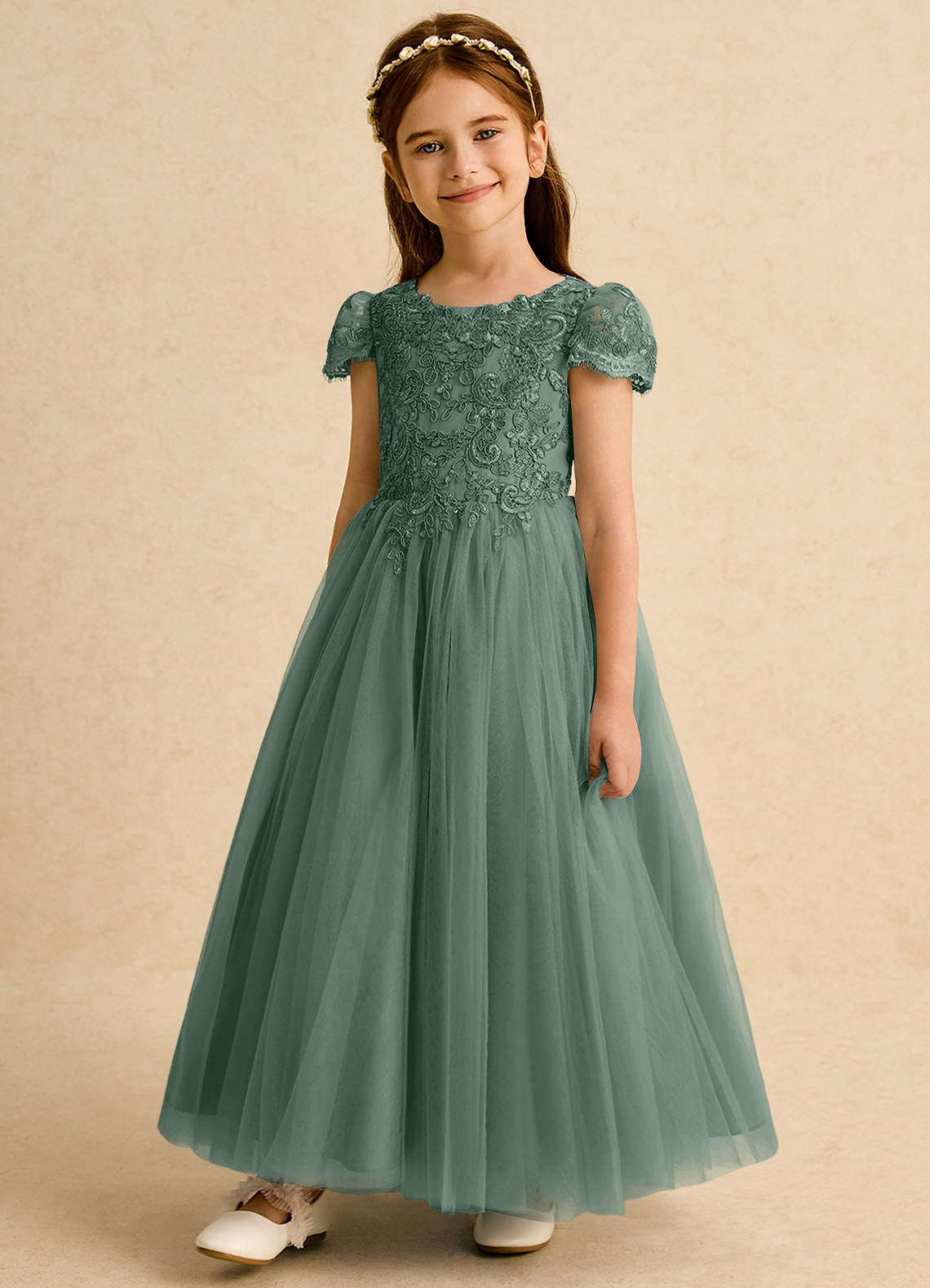 Azazie Puff Flower Girl Klänningar Klä Balklänning i Tyll Spets image4