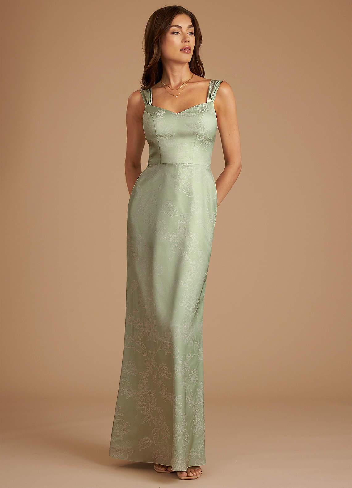 Azazie Denice Bridesmaid Dresses Sage Blossom Sheath Pleated Blossom Dress image1