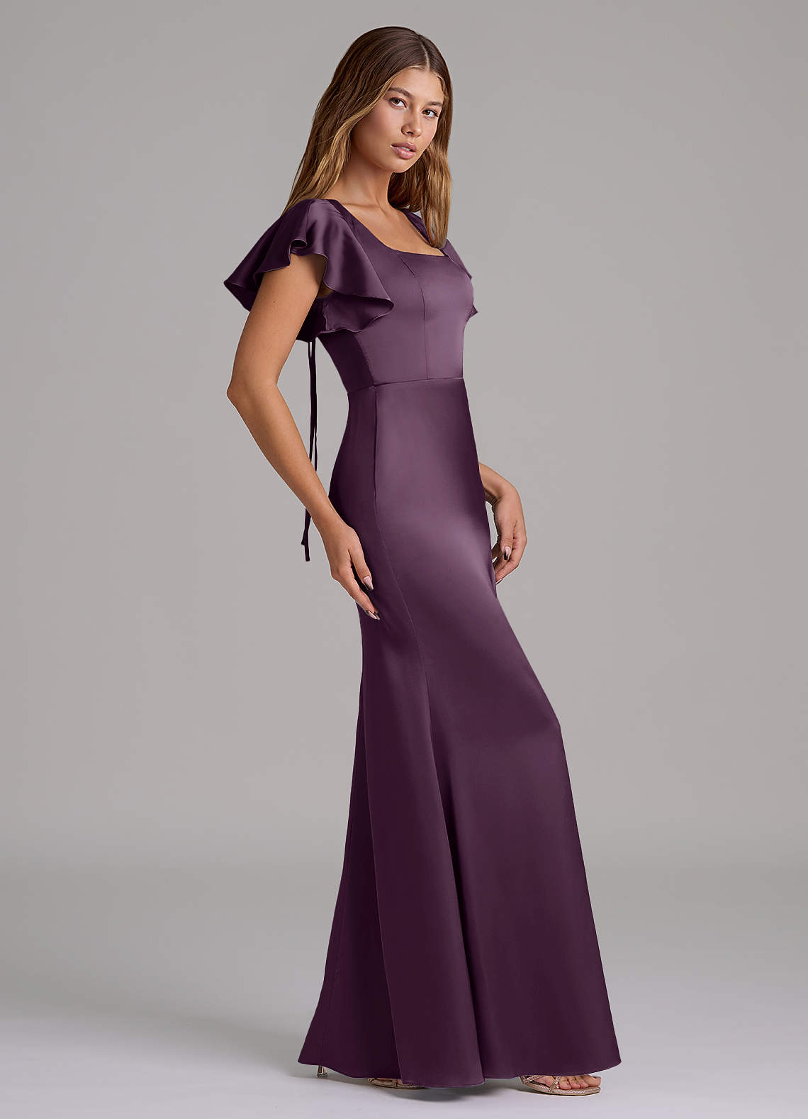 plum mermaid bridesmaid dresses Plum Spaghetti Straps Trumpet/Mermaid Wedding Guest Dress