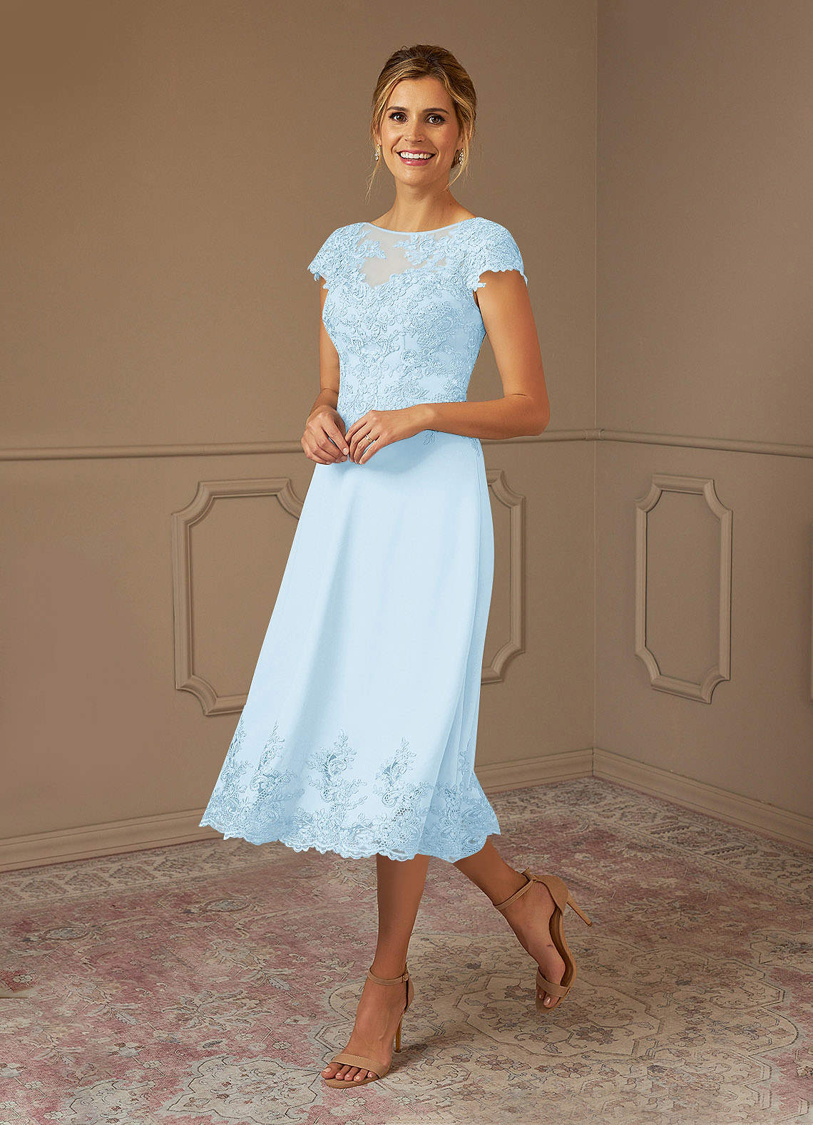 Azazie Terrano Mother of the Bride Dresses Sky Blue A-Line Scoop Lace Dress image1