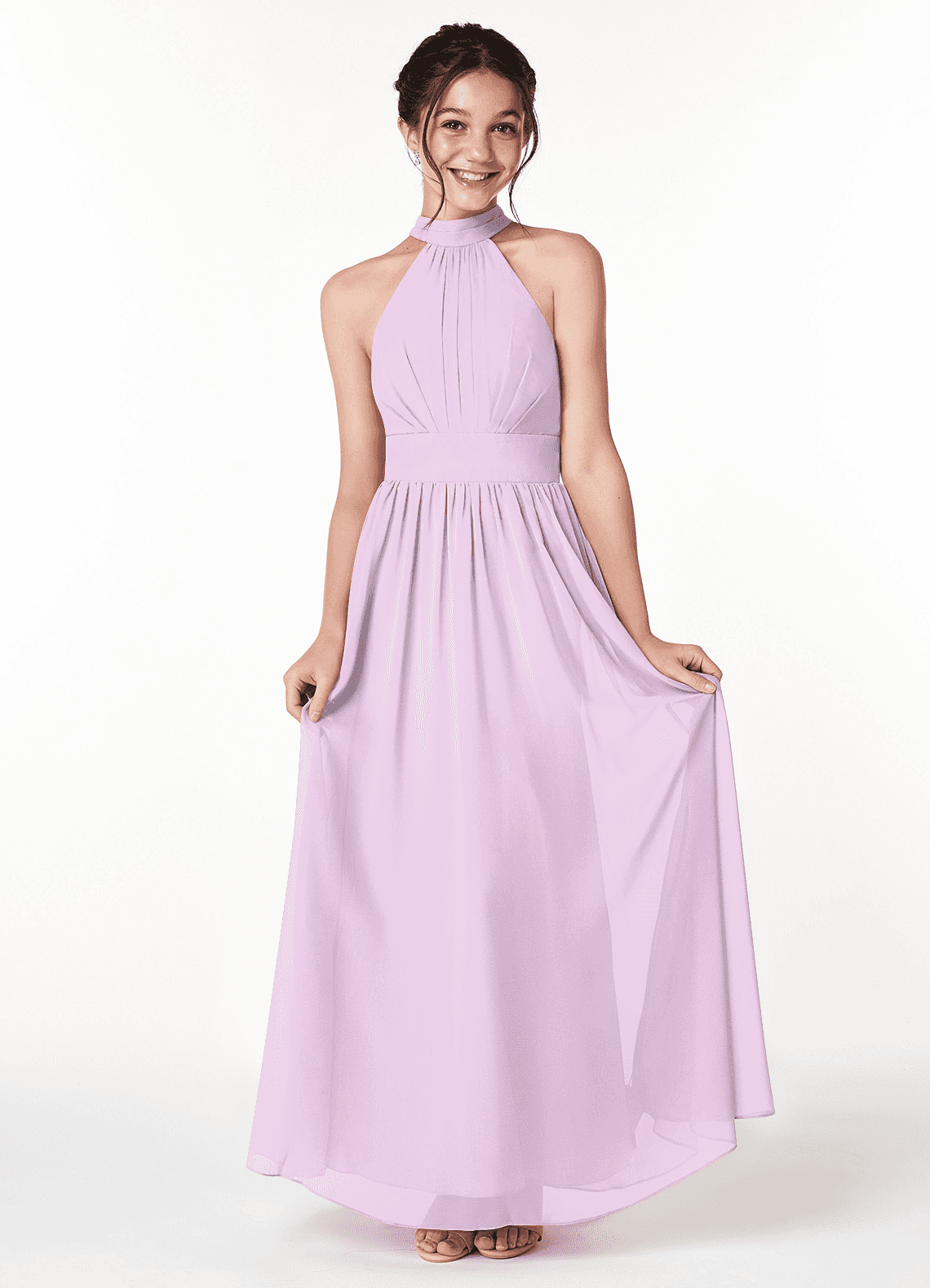 Azazie Iman Junior Frosted Lilac A-Line Pleated Chiffon Dress image1