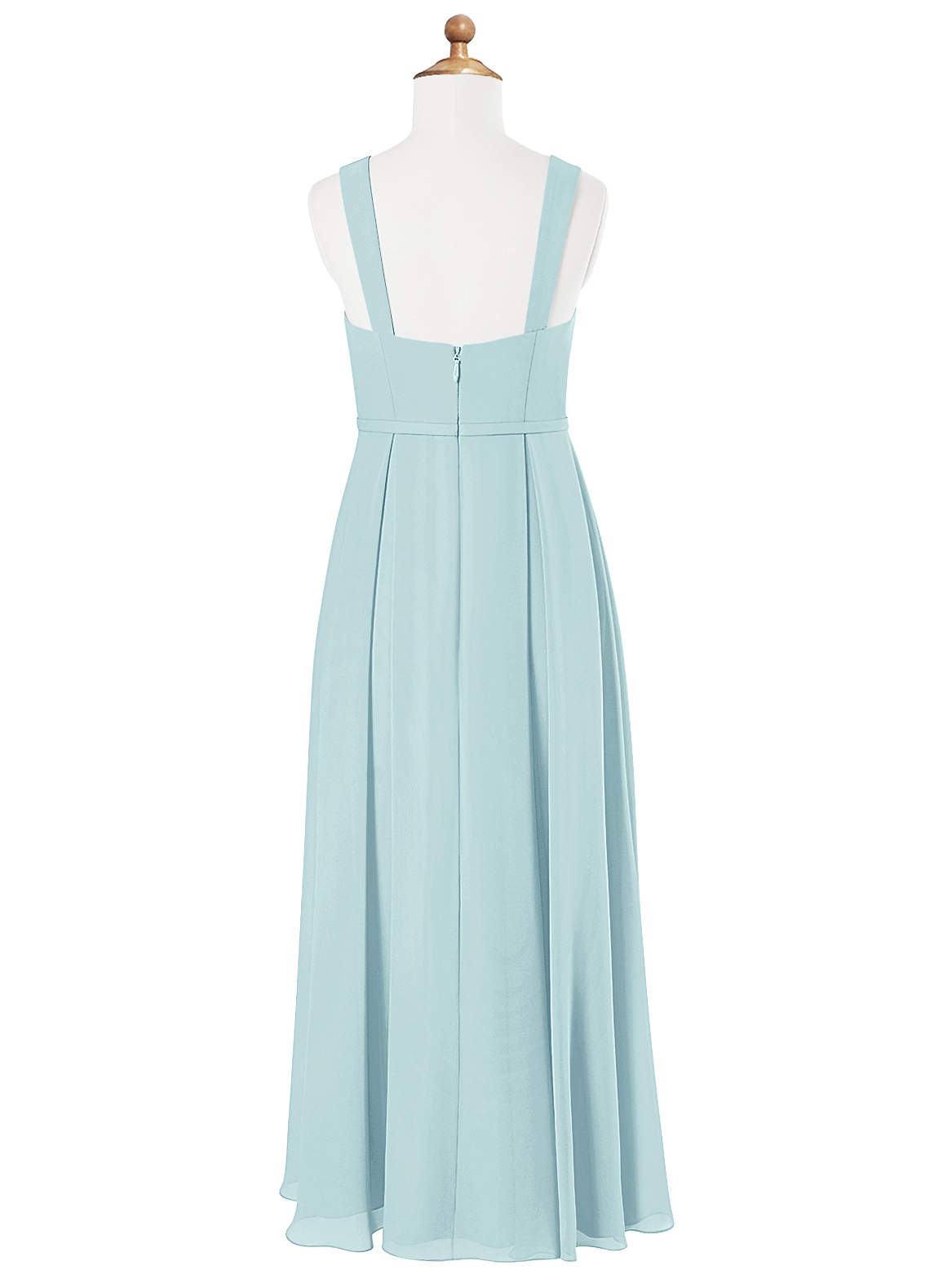 Azazie Simoan Junior Abito A-Line in Chiffon Scollo a Cuore Sea Glass image4